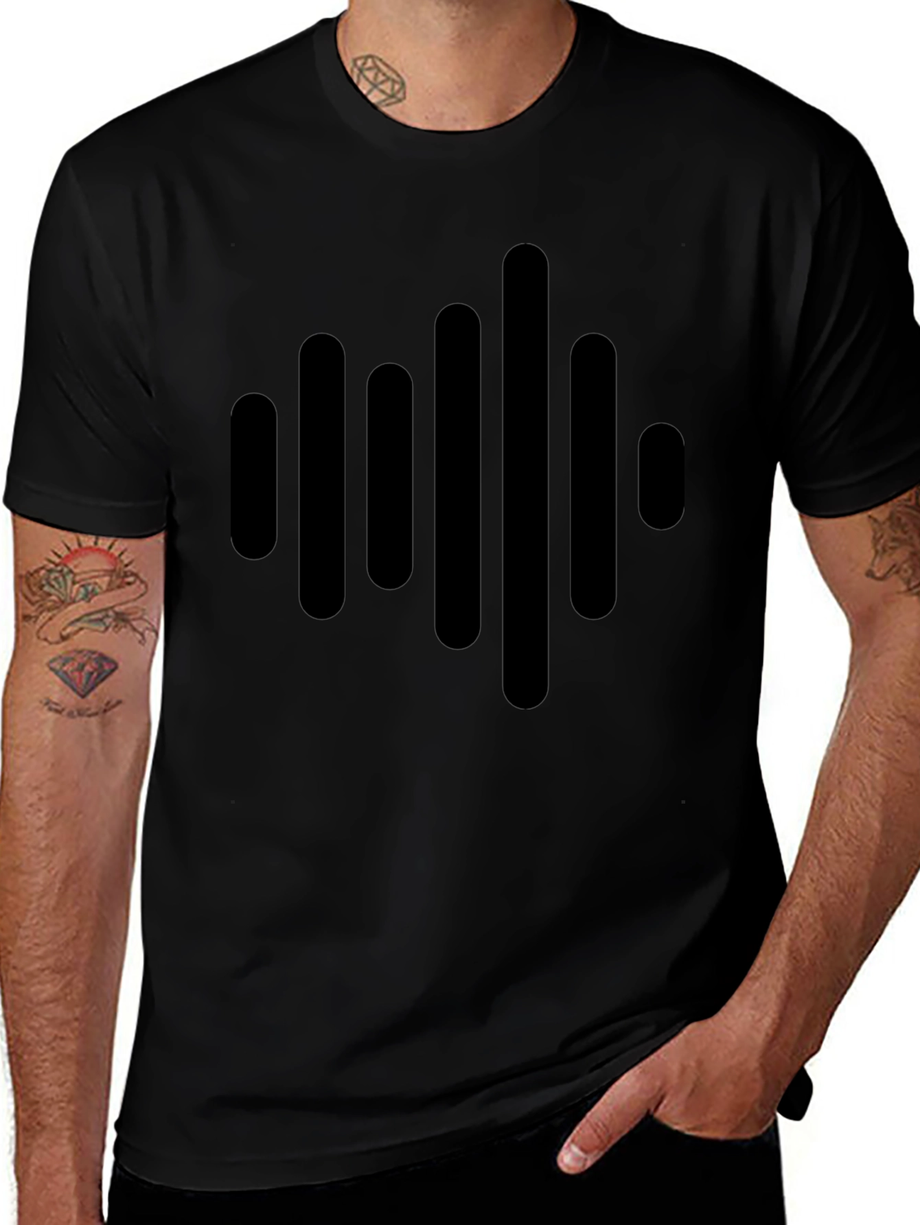 Modern Black Sound Wave Graphic Tee