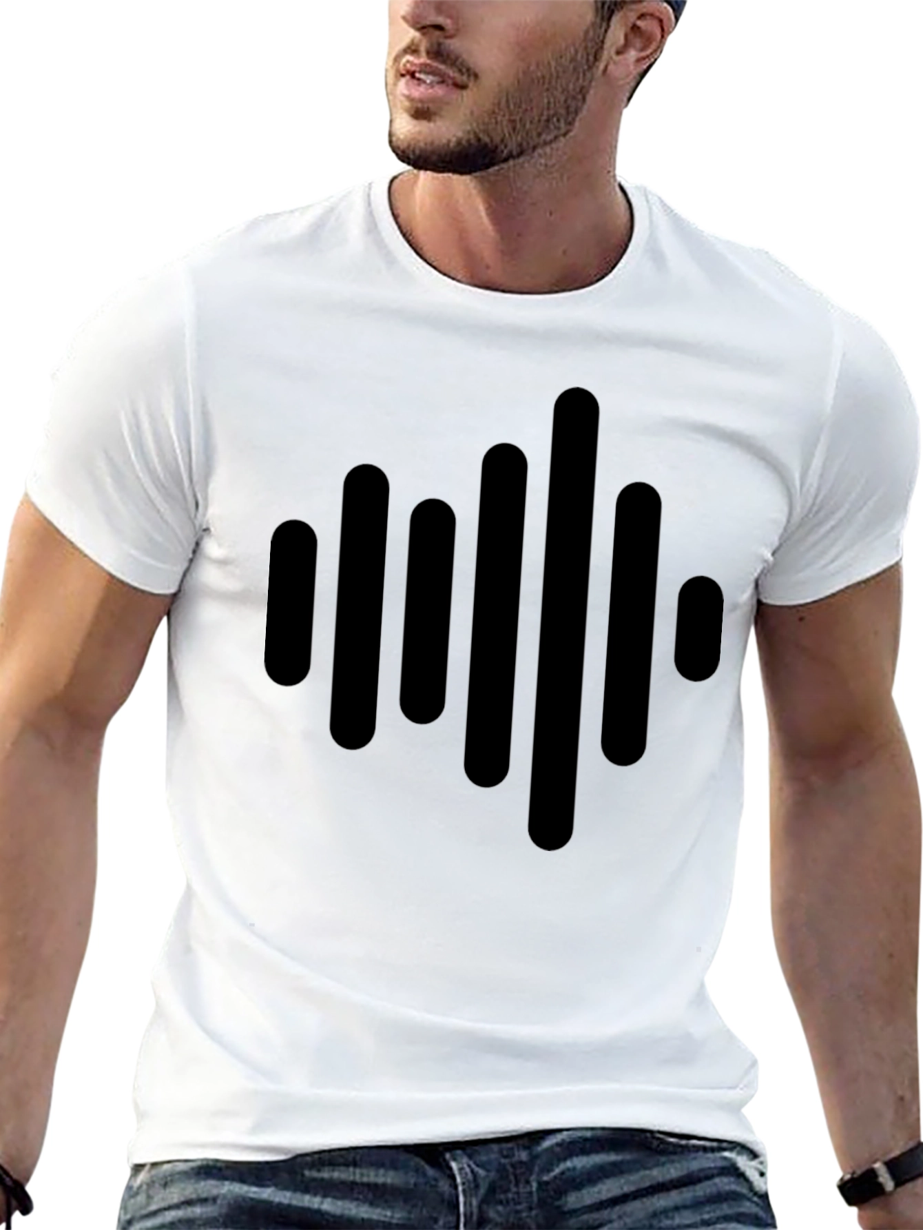 Modern Black Sound Wave Graphic Tee
