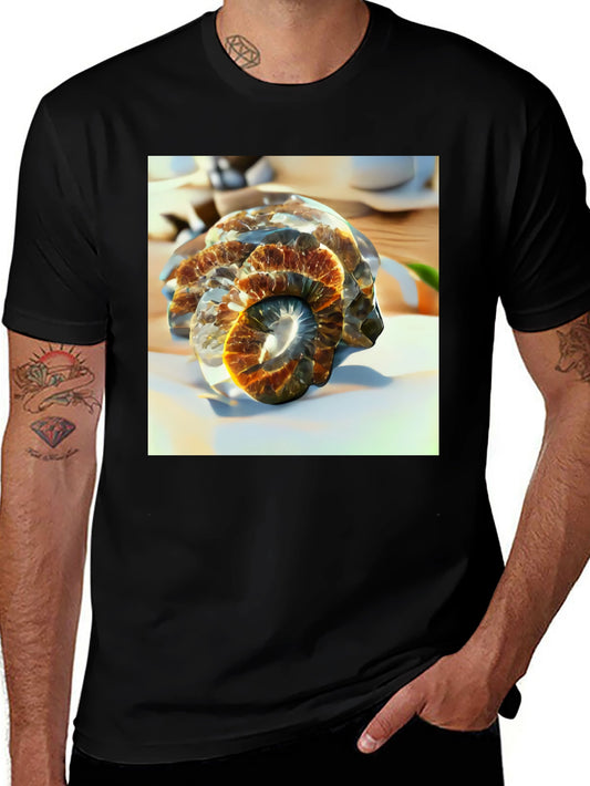Spiral Fossil Graphic Tee - Unique Design Soft Cotton