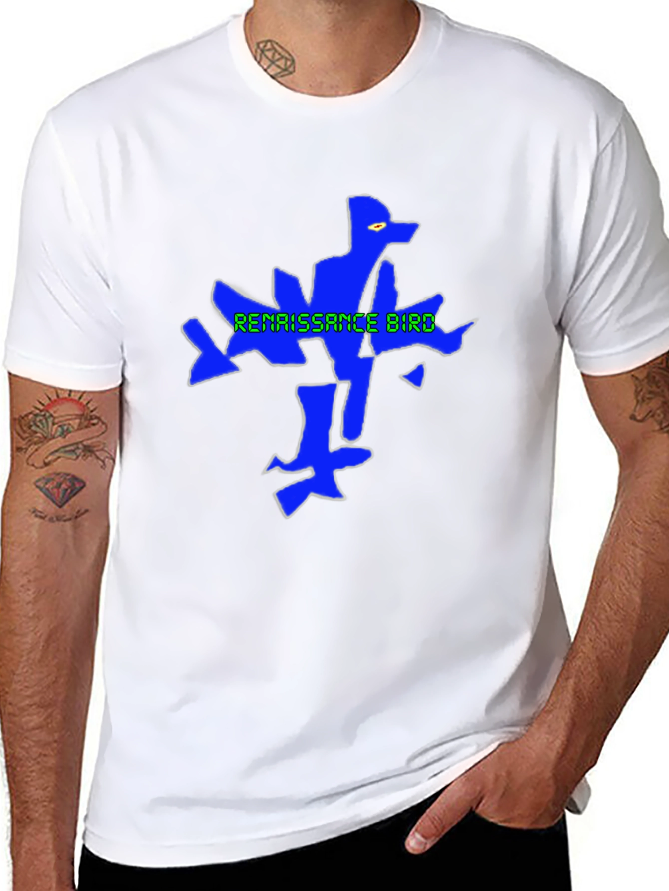 Renaissance Bird Graphic Tee - Stylish Mens Black T-Shirt