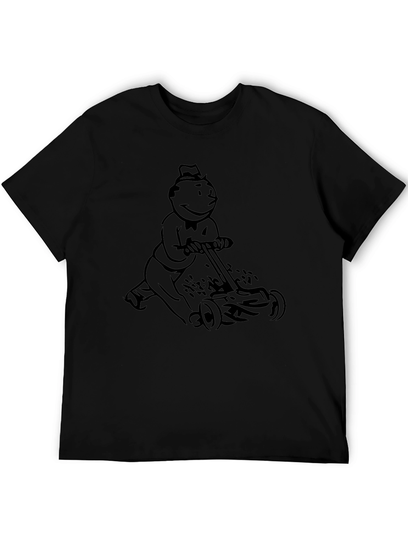 Monopoly Man Mowing T-Shirt - Black Graphic Tee