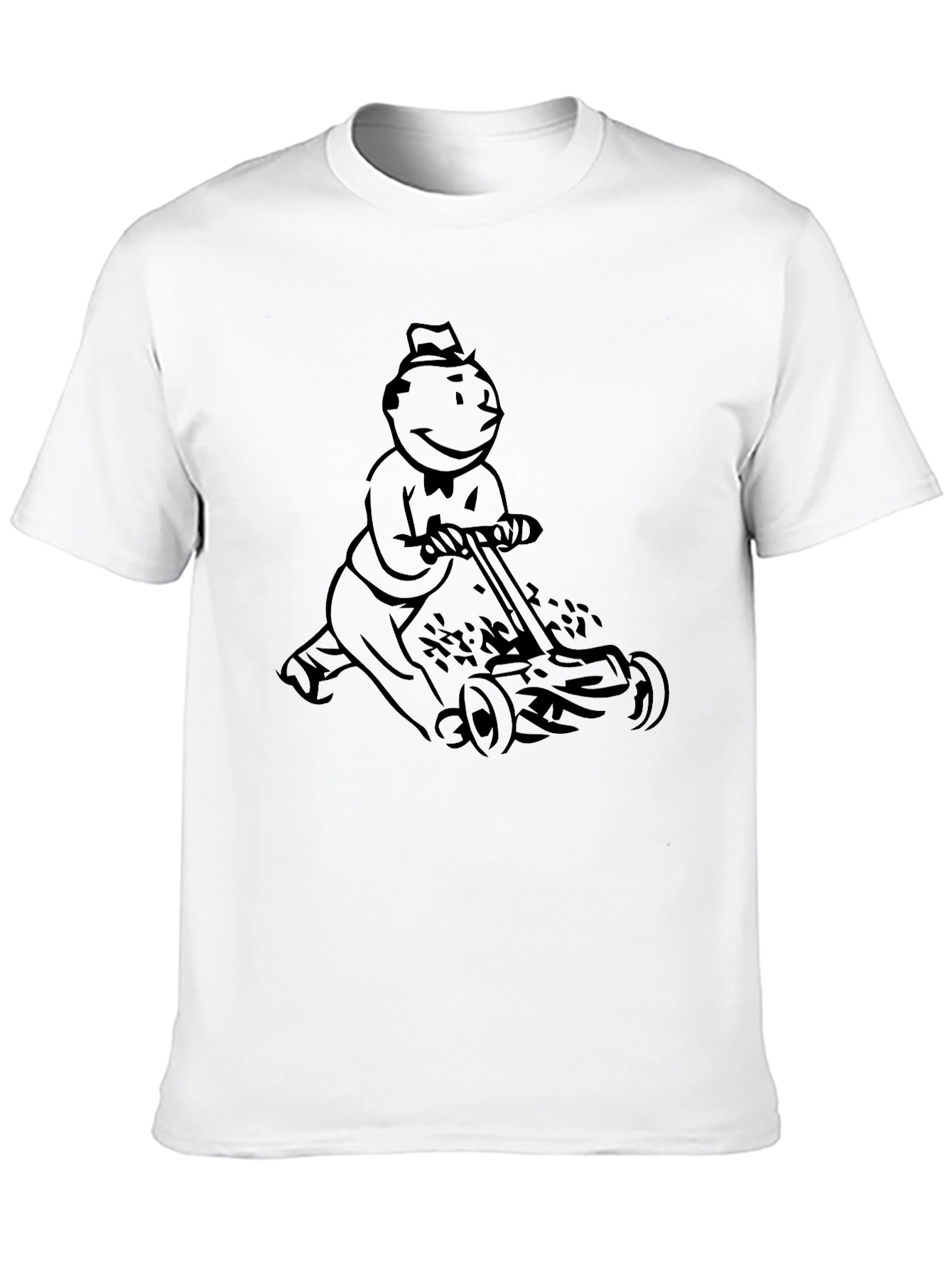 Monopoly Man Mowing T-Shirt - Black Graphic Tee