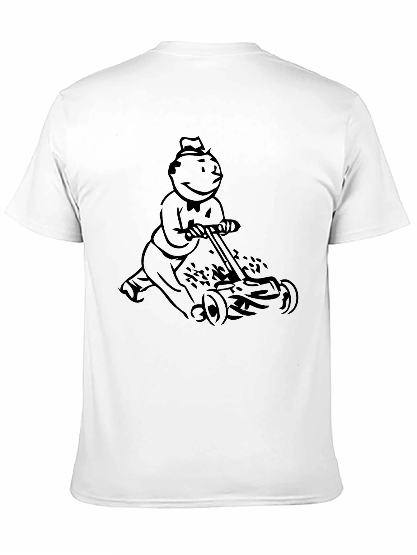Monopoly Man Mowing T-Shirt - Black Graphic Tee