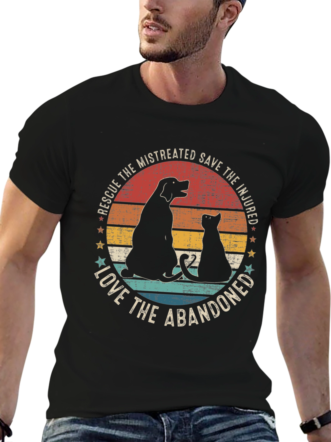 Rescue Dog & Cat Graphic Tee: Love the Abandoned