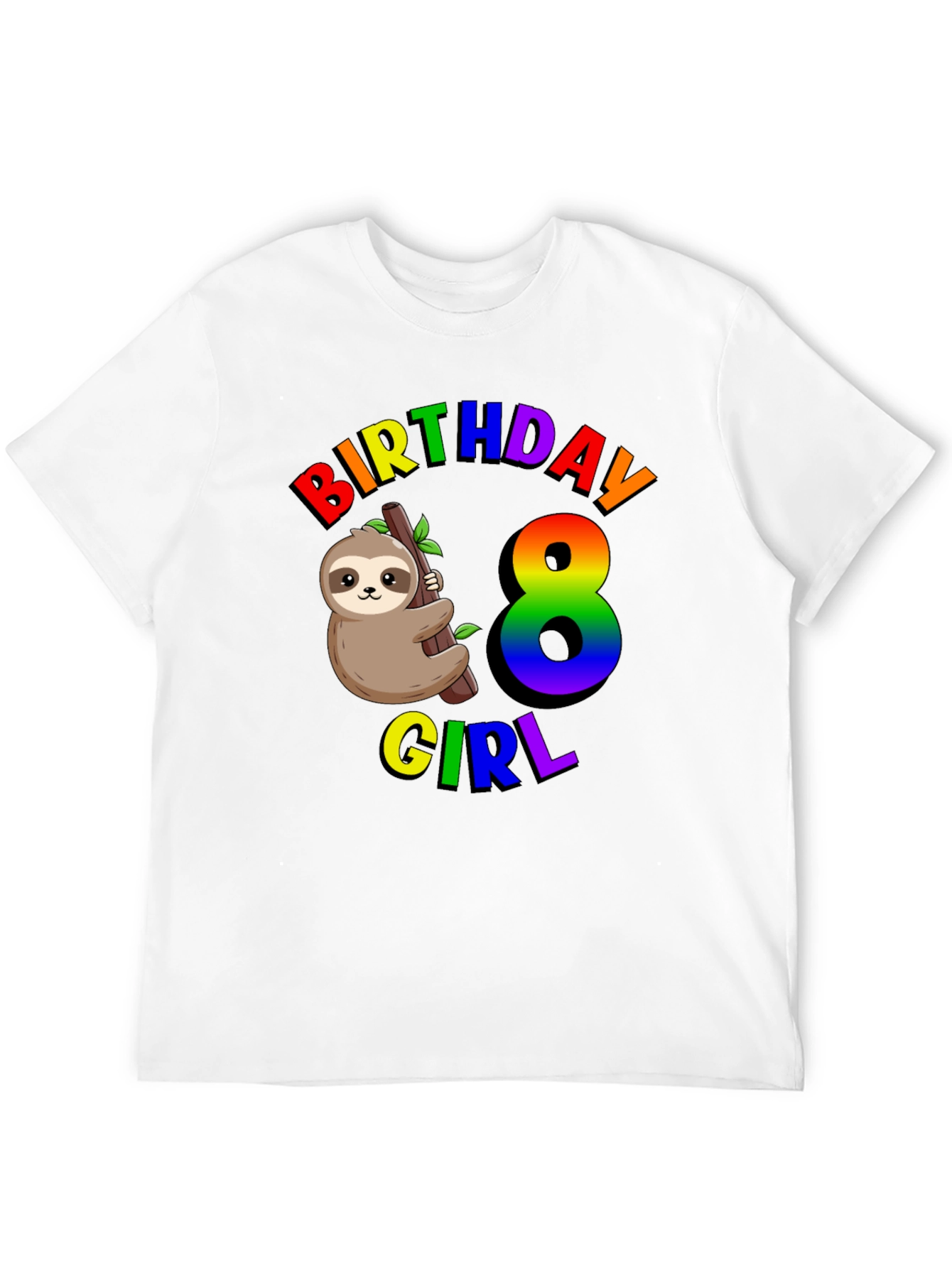 Birthday Girl 8 Sloth T-Shirt