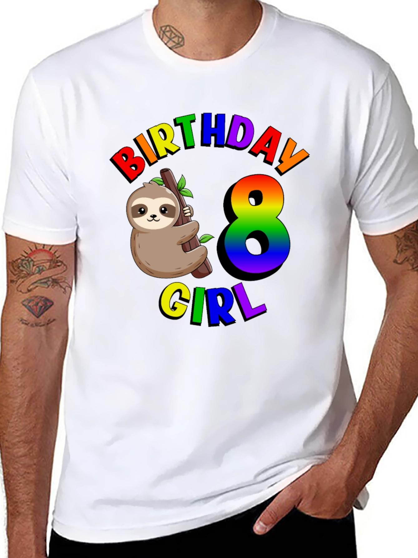 Birthday Girl 8 Sloth T-Shirt
