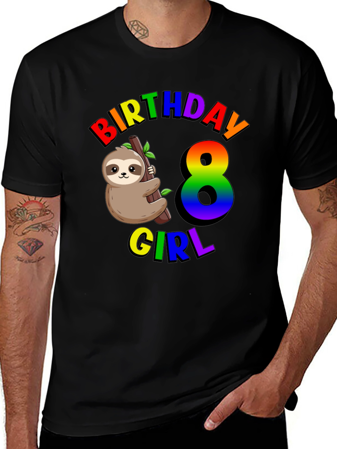 Birthday Girl 8 Sloth T-Shirt