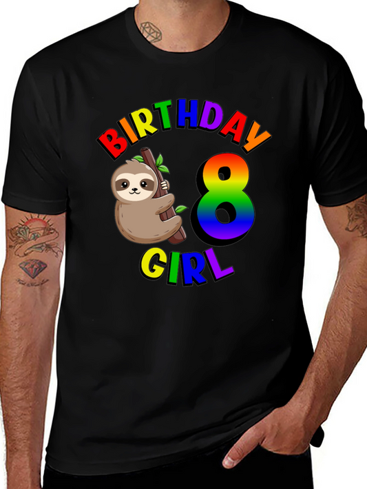 Birthday Girl 8 Sloth T-Shirt