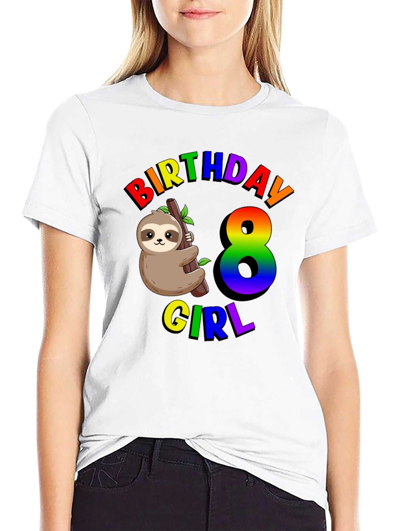 Birthday Girl 8 Sloth T-Shirt