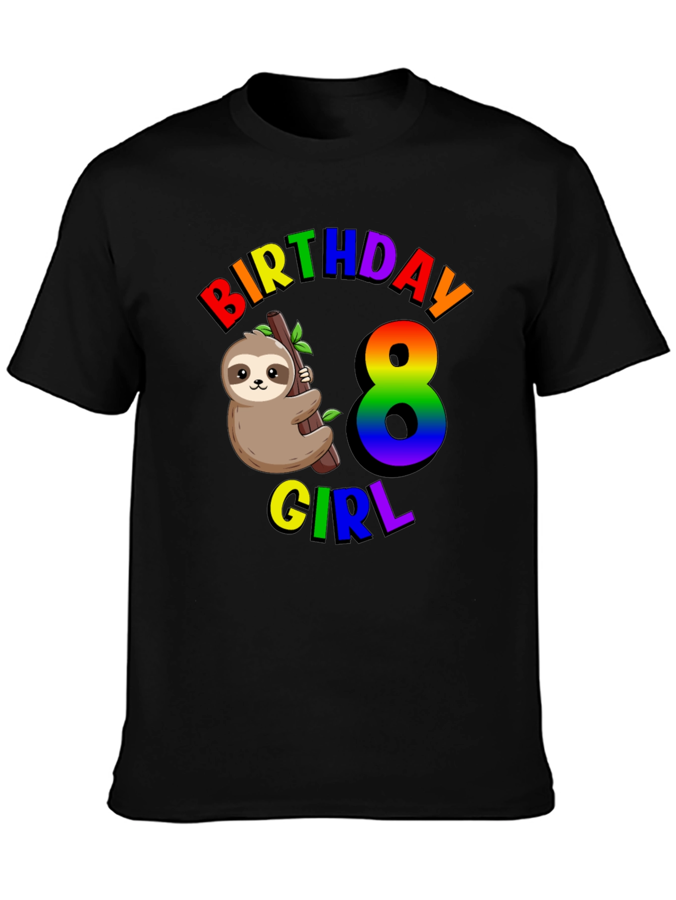 Birthday Girl 8 Sloth T-Shirt