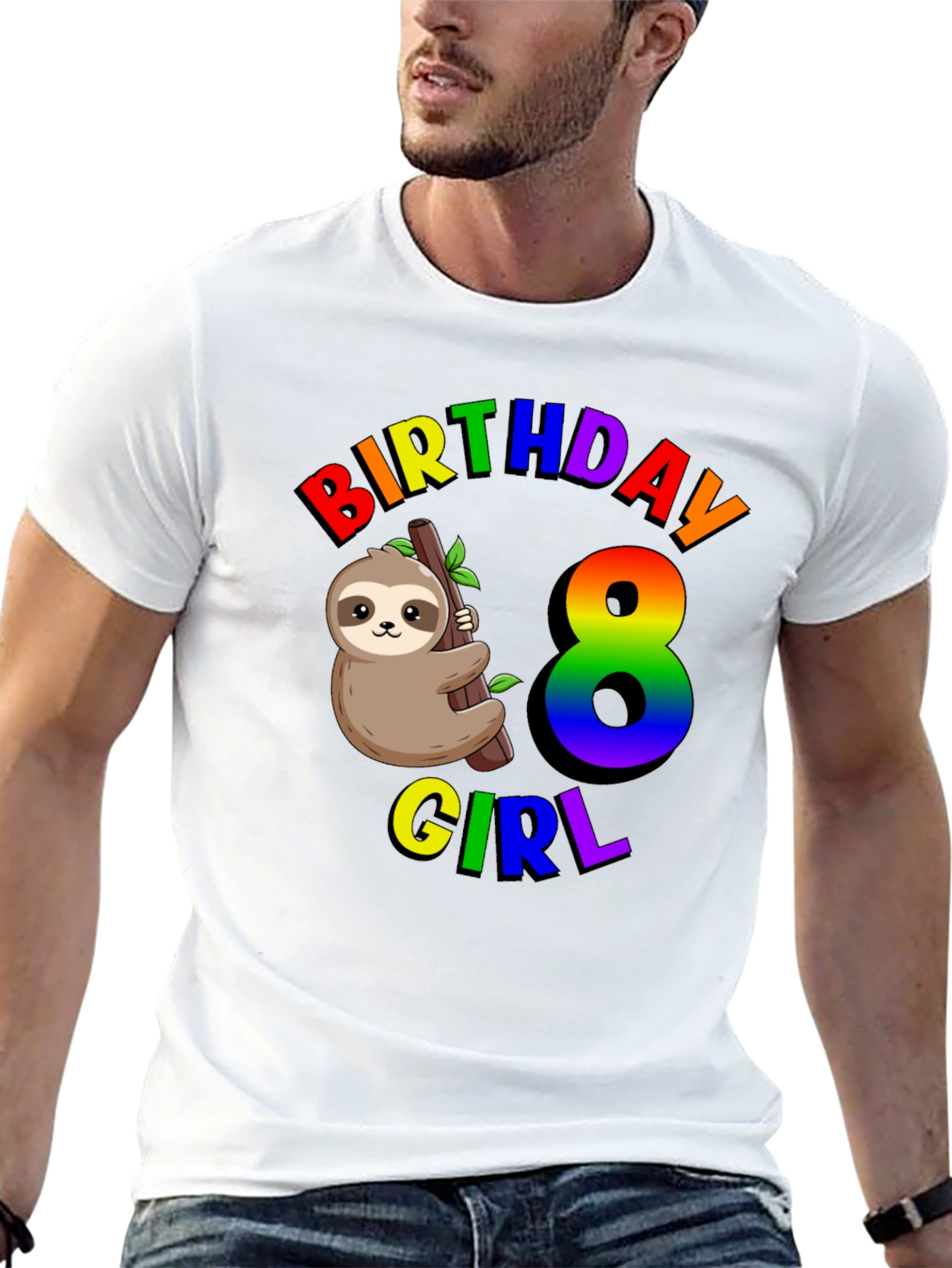Birthday Girl 8 Sloth T-Shirt