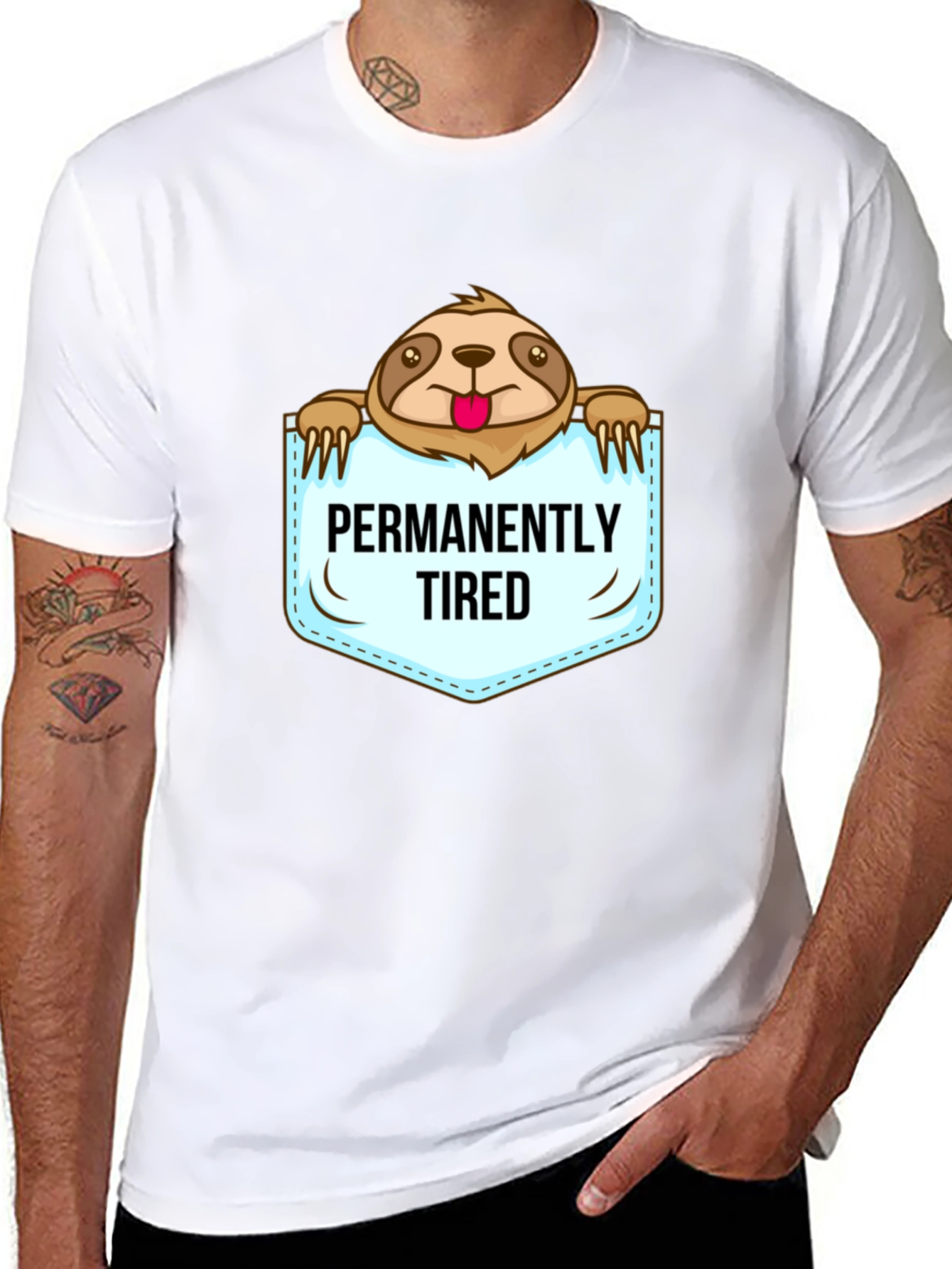 Permanently Tired Sloth Graphic T-Shirt