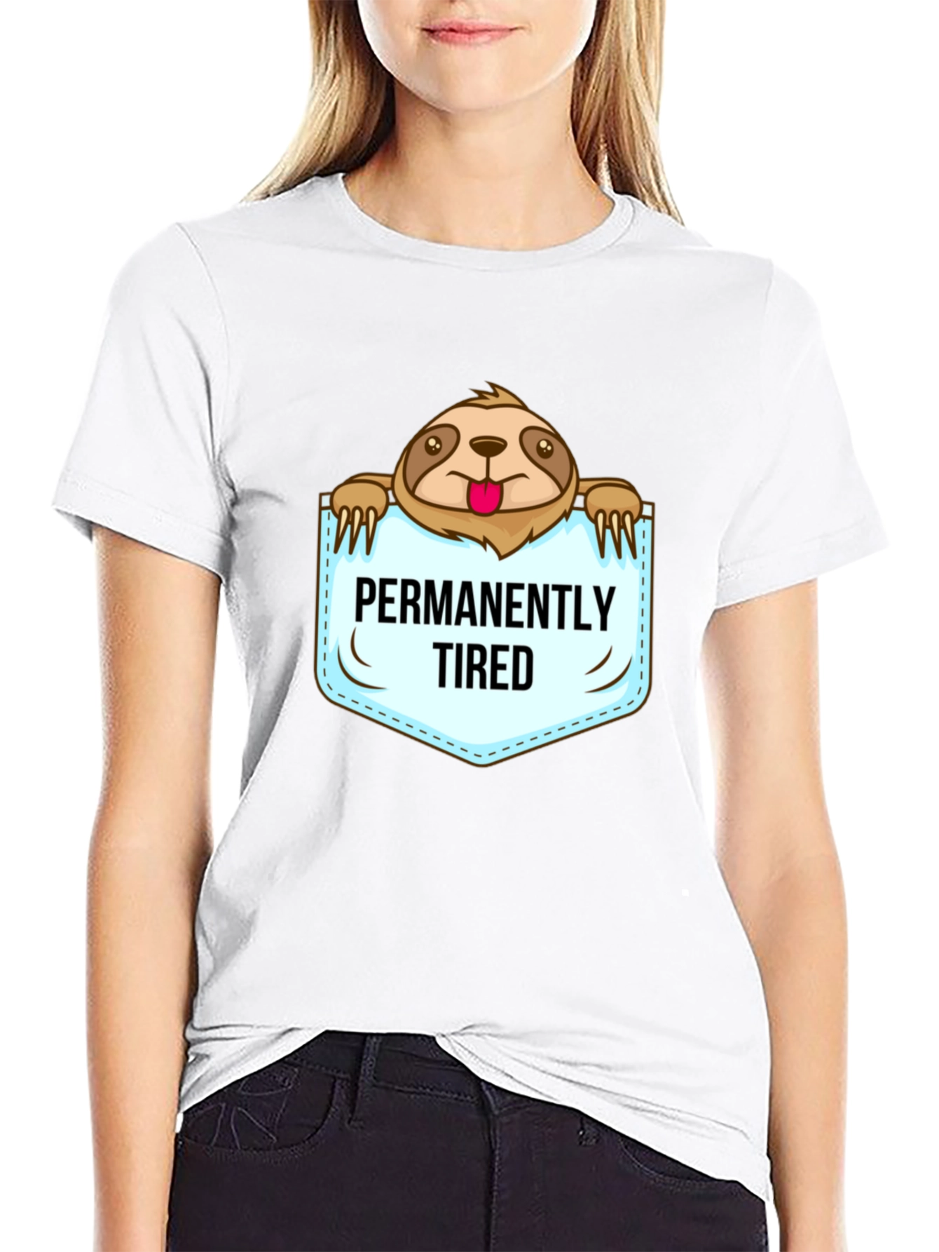 Permanently Tired Sloth Graphic T-Shirt