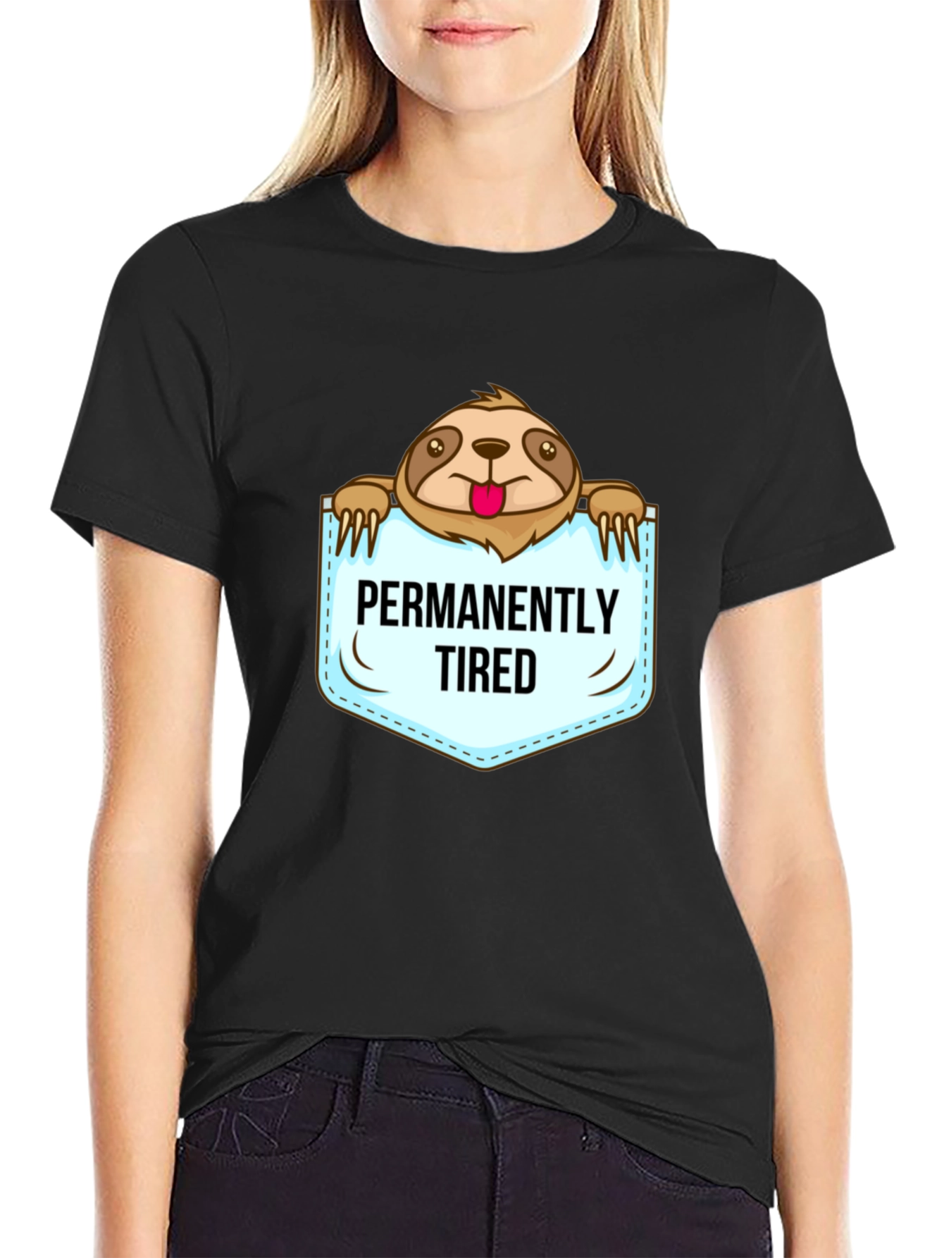 Permanently Tired Sloth Graphic T-Shirt