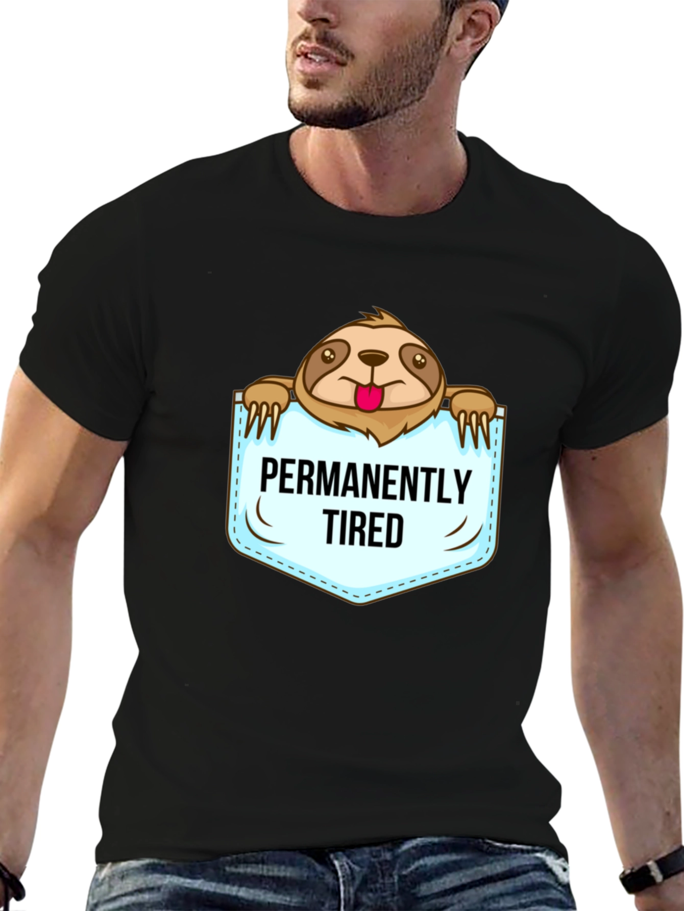 Permanently Tired Sloth Graphic T-Shirt