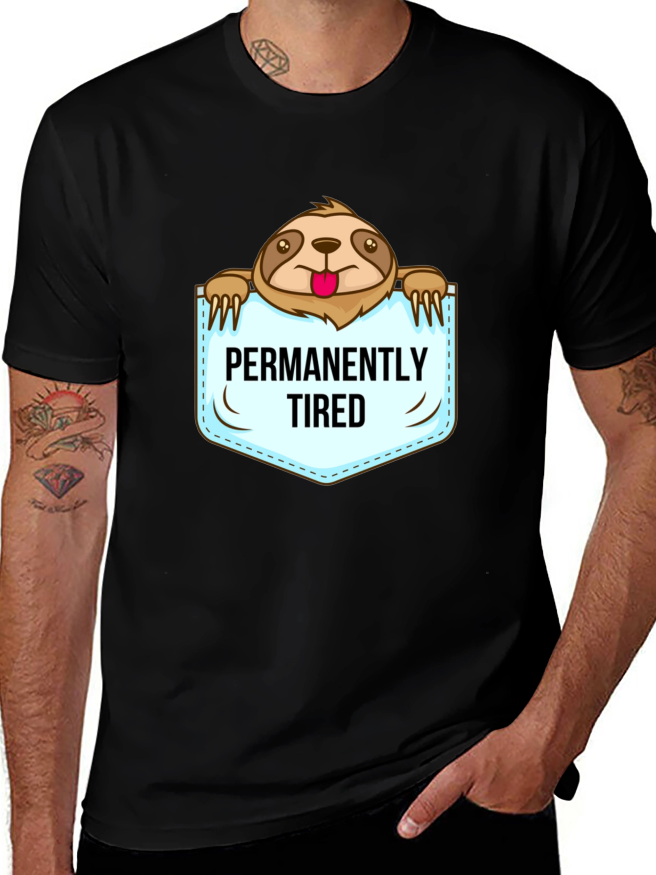 Permanently Tired Sloth Graphic T-Shirt