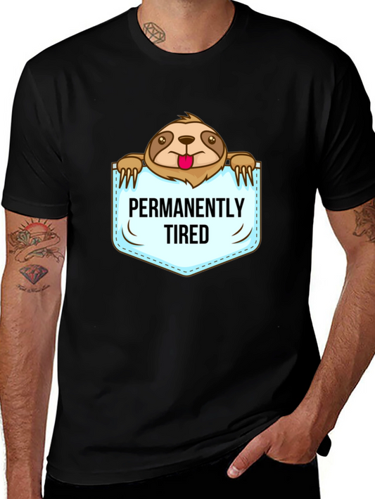 Permanently Tired Sloth Graphic T-Shirt