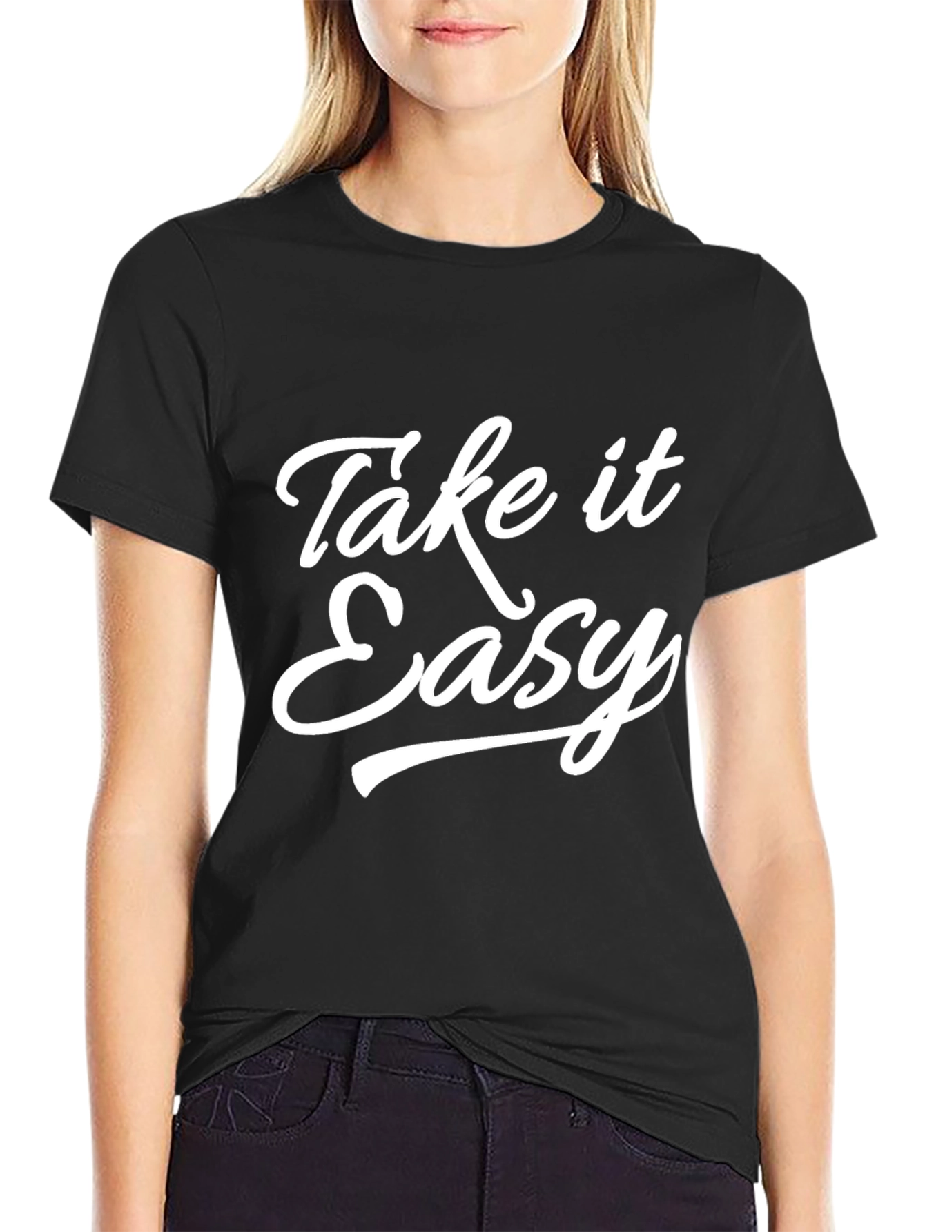 Take It Easy Black Graphic T-Shirt