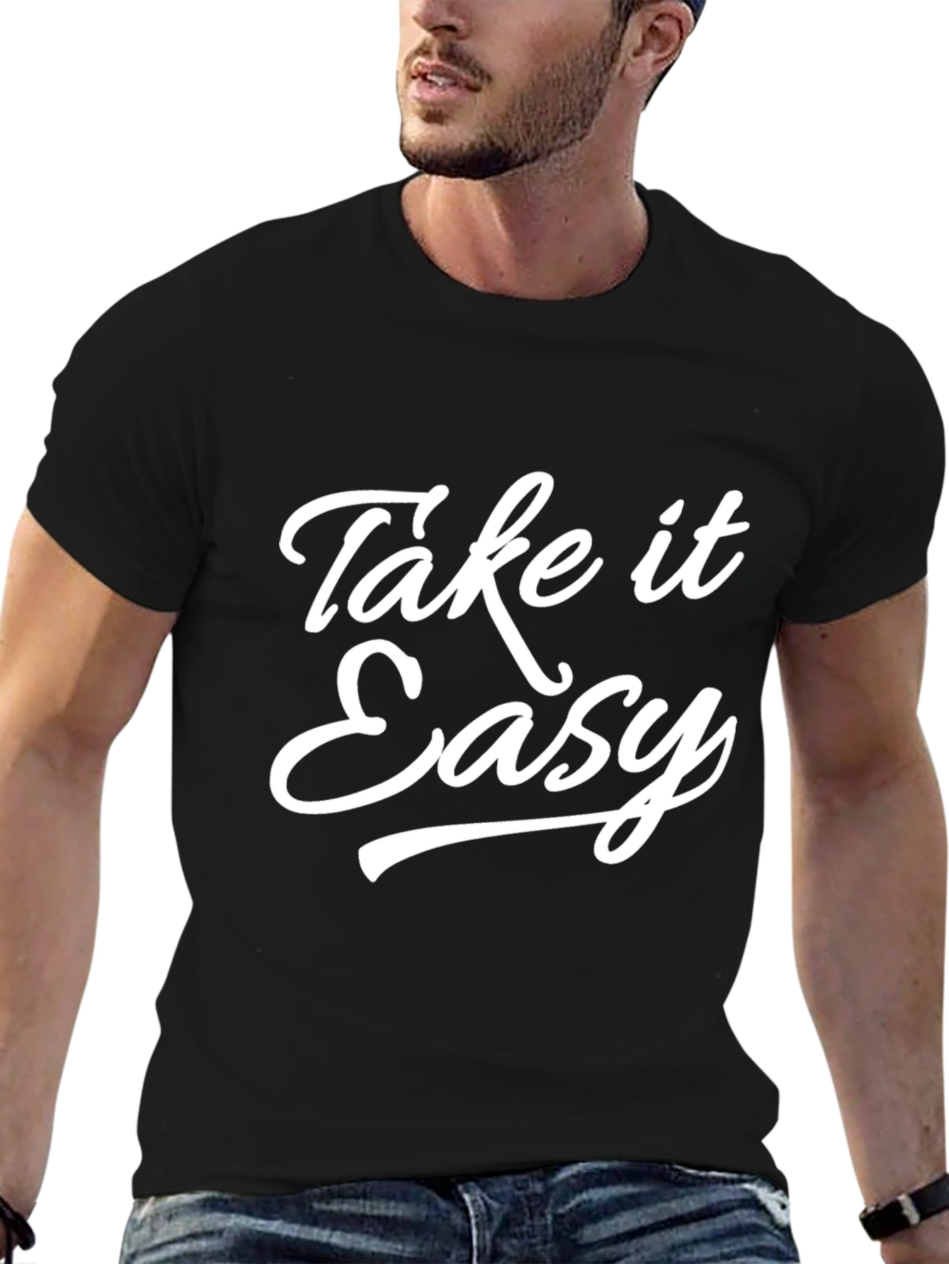 Take It Easy Black Graphic T-Shirt