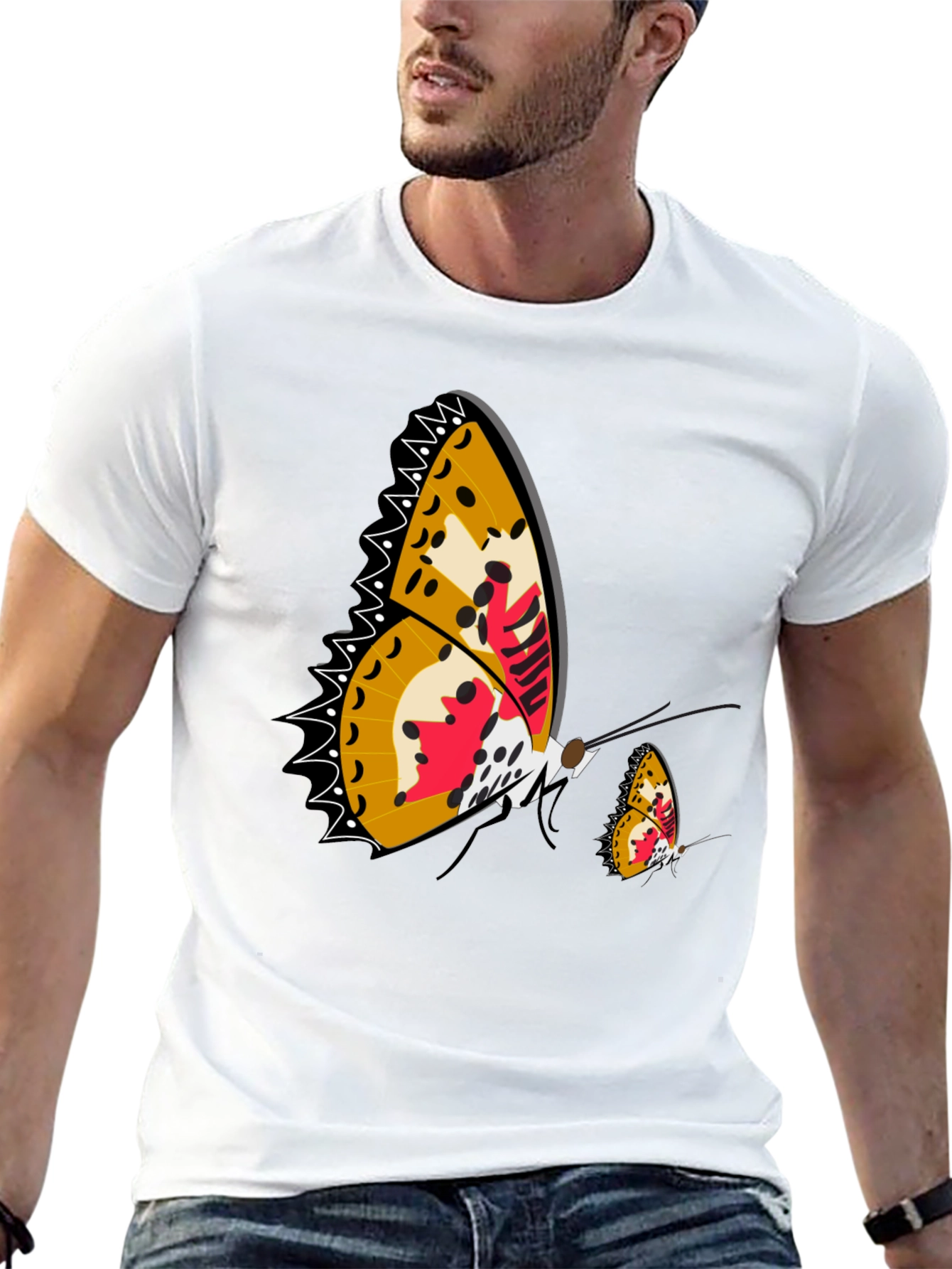 Butterfly Graphic Print Black T-Shirt