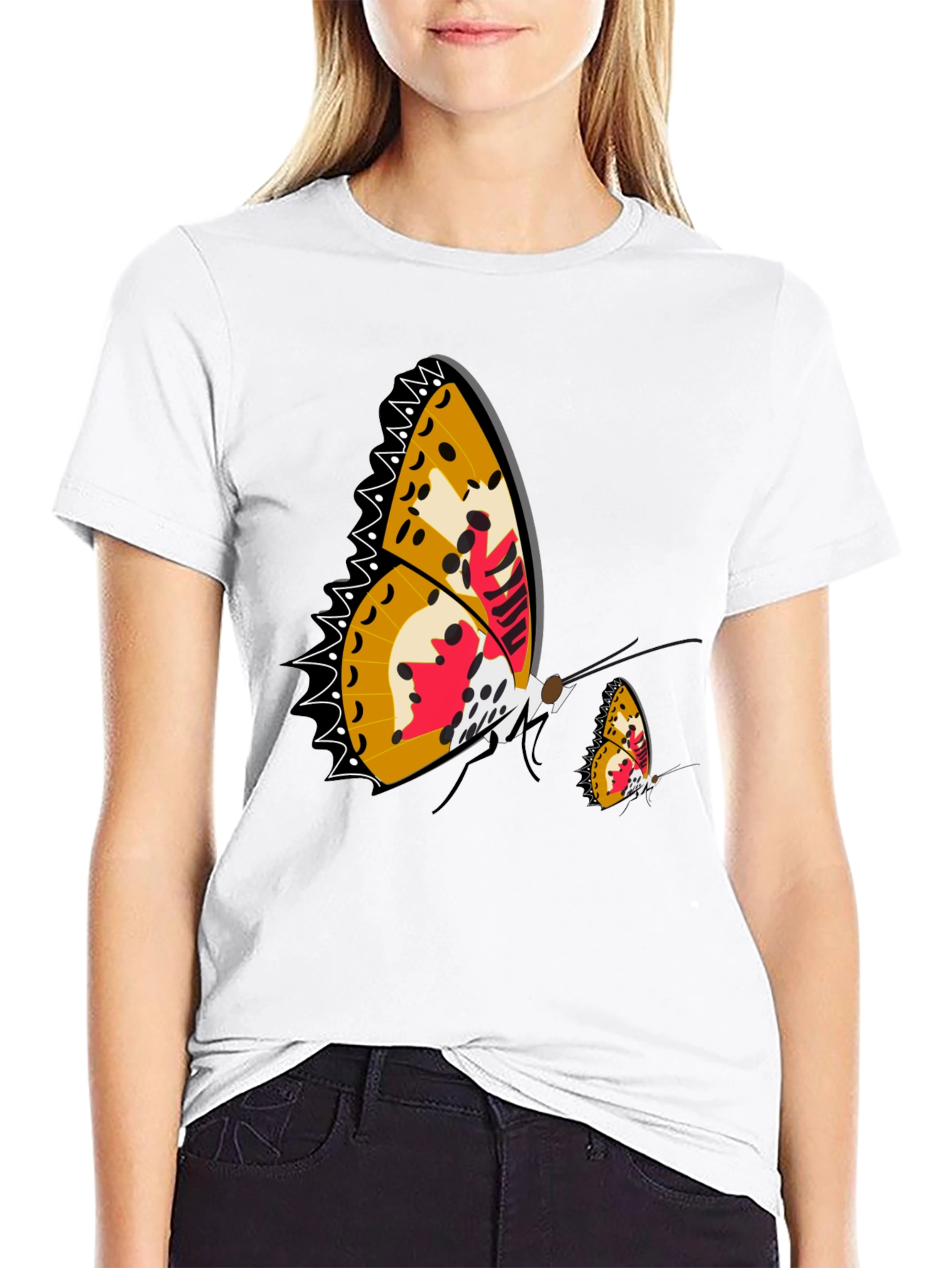 Butterfly Graphic Print Black T-Shirt