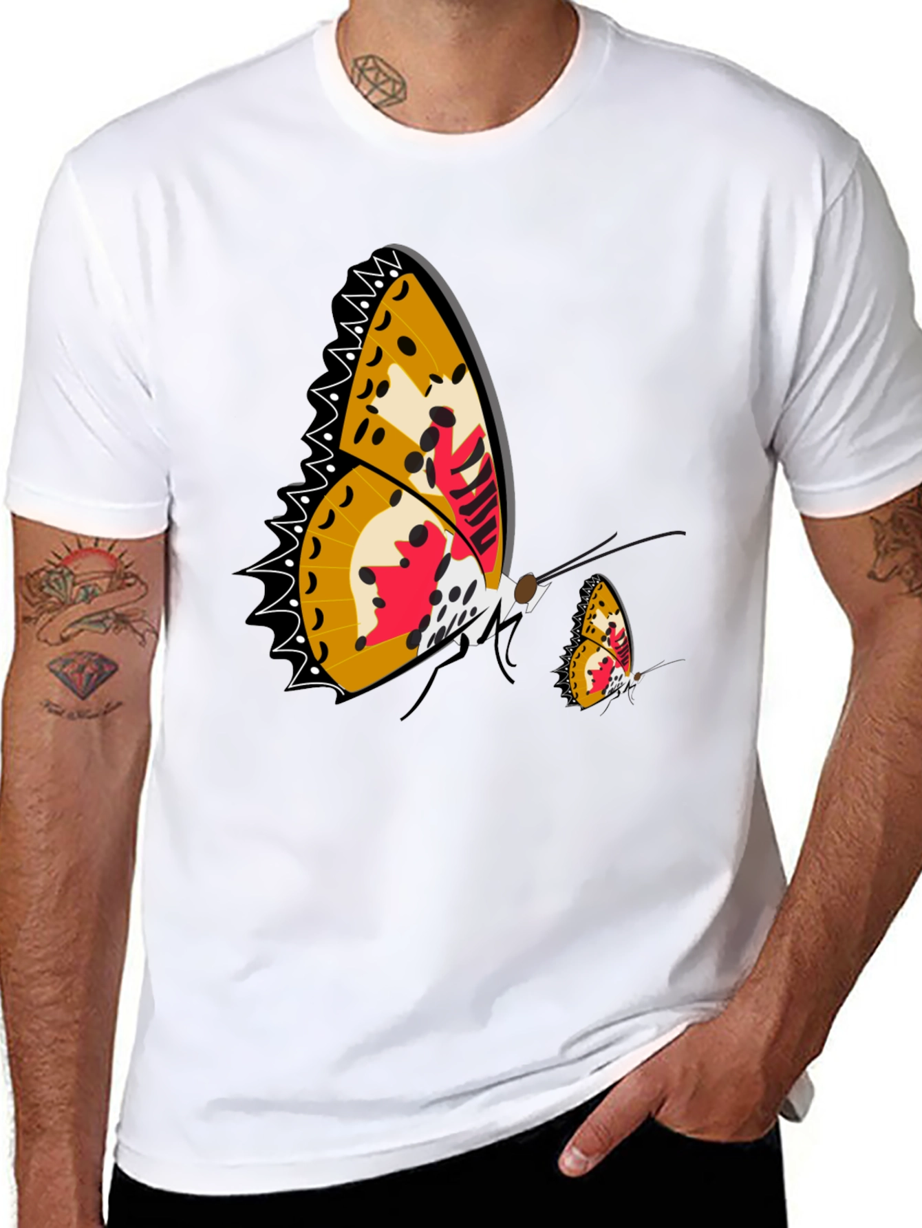 Butterfly Graphic Print Black T-Shirt