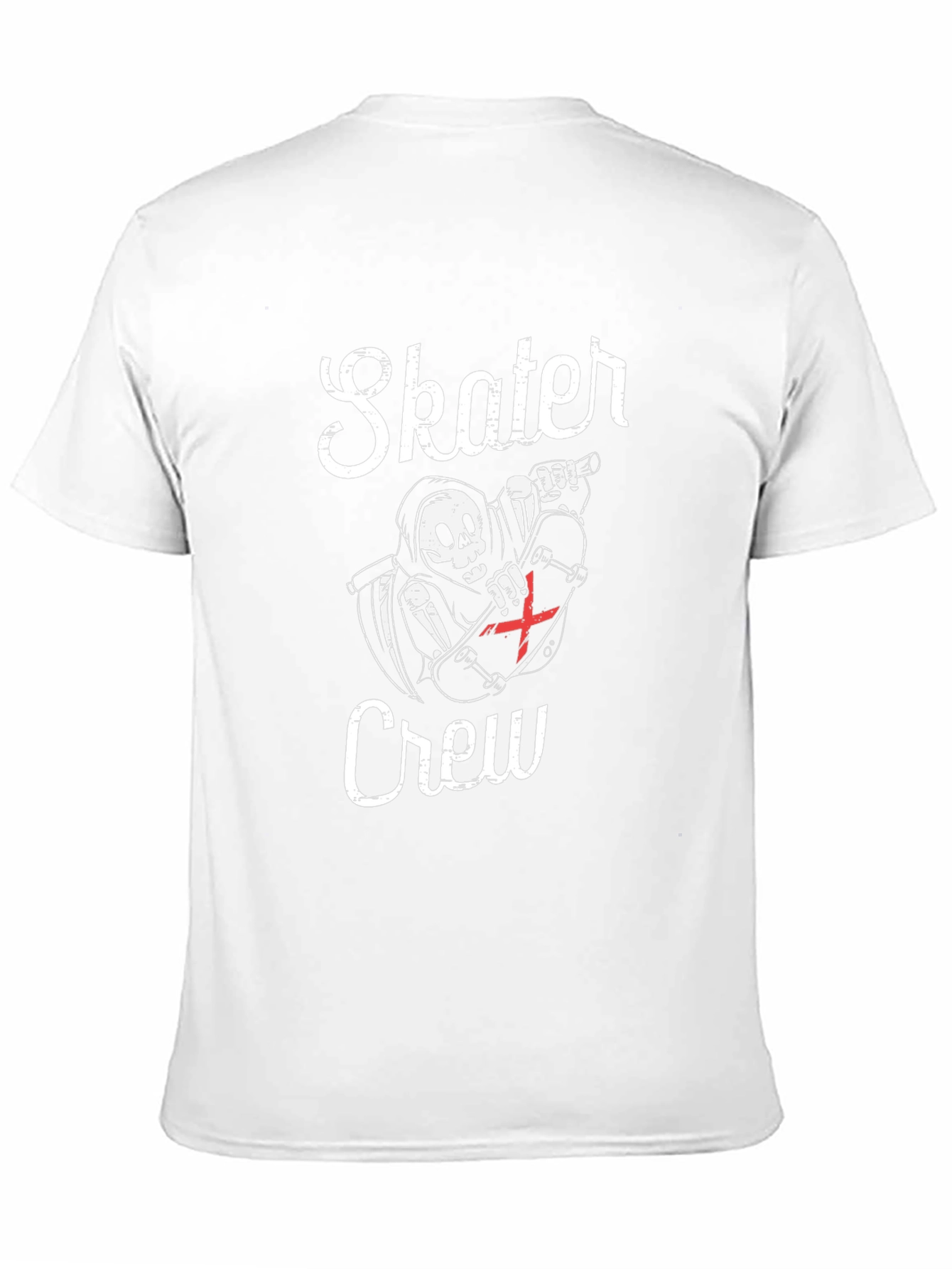Skater Crew T-Shirt - Grim Reaper Skateboard Design