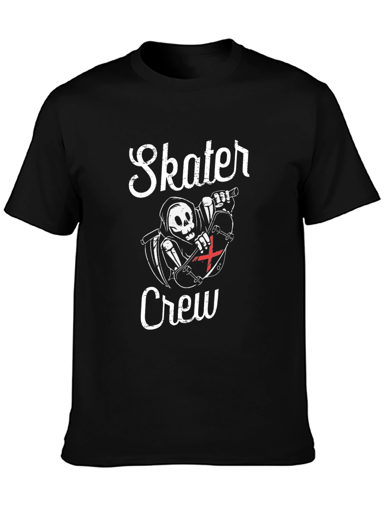 Skater Crew T-Shirt - Grim Reaper Skateboard Design