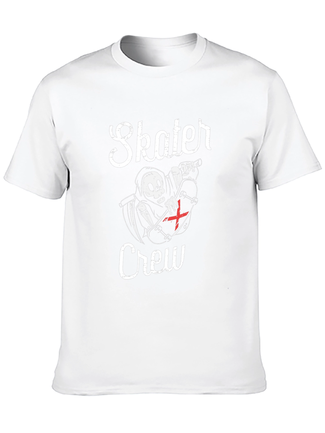 Skater Crew T-Shirt - Grim Reaper Skateboard Design