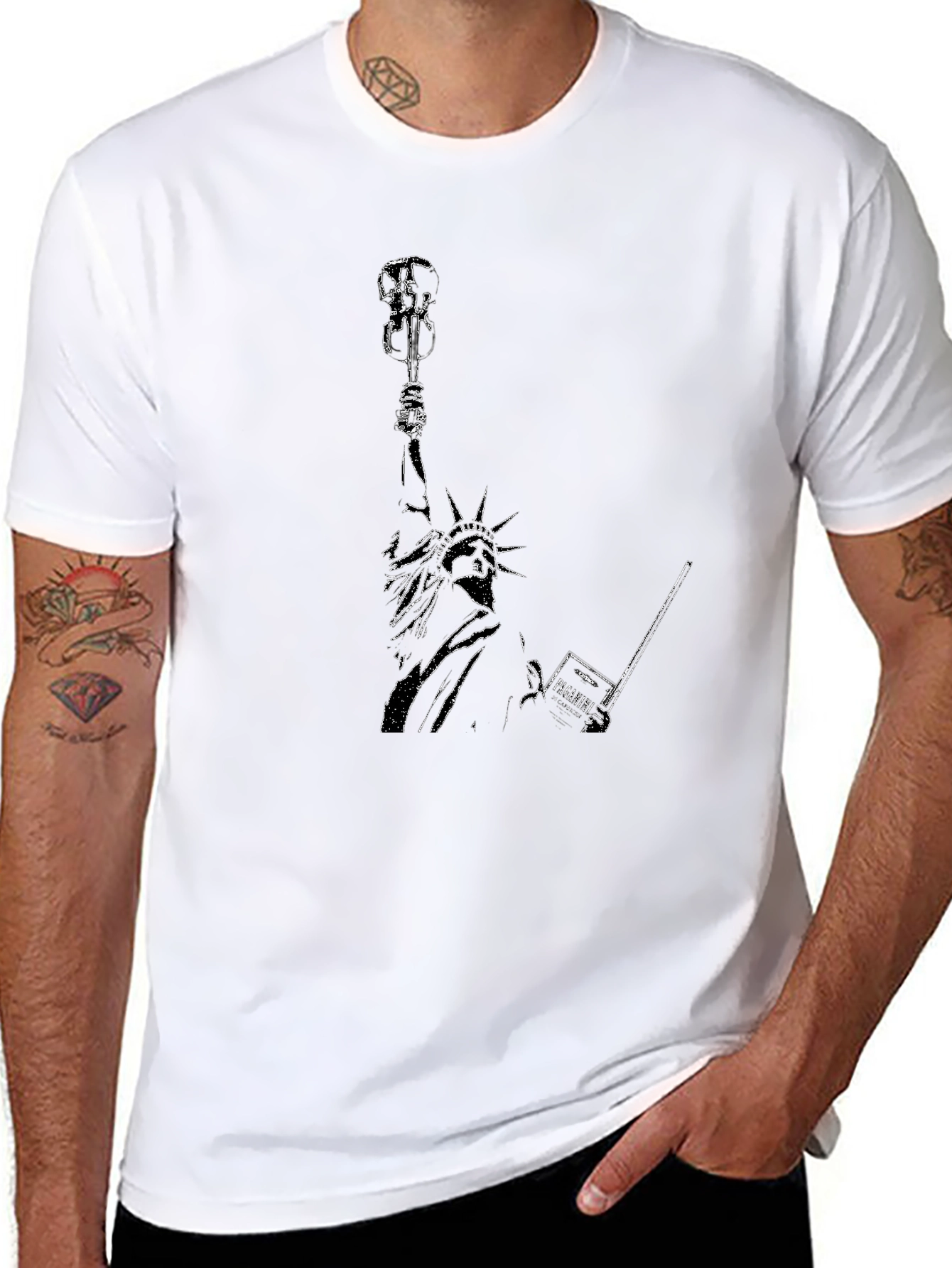 Statue of Liberty Guitar Black T-Shirt