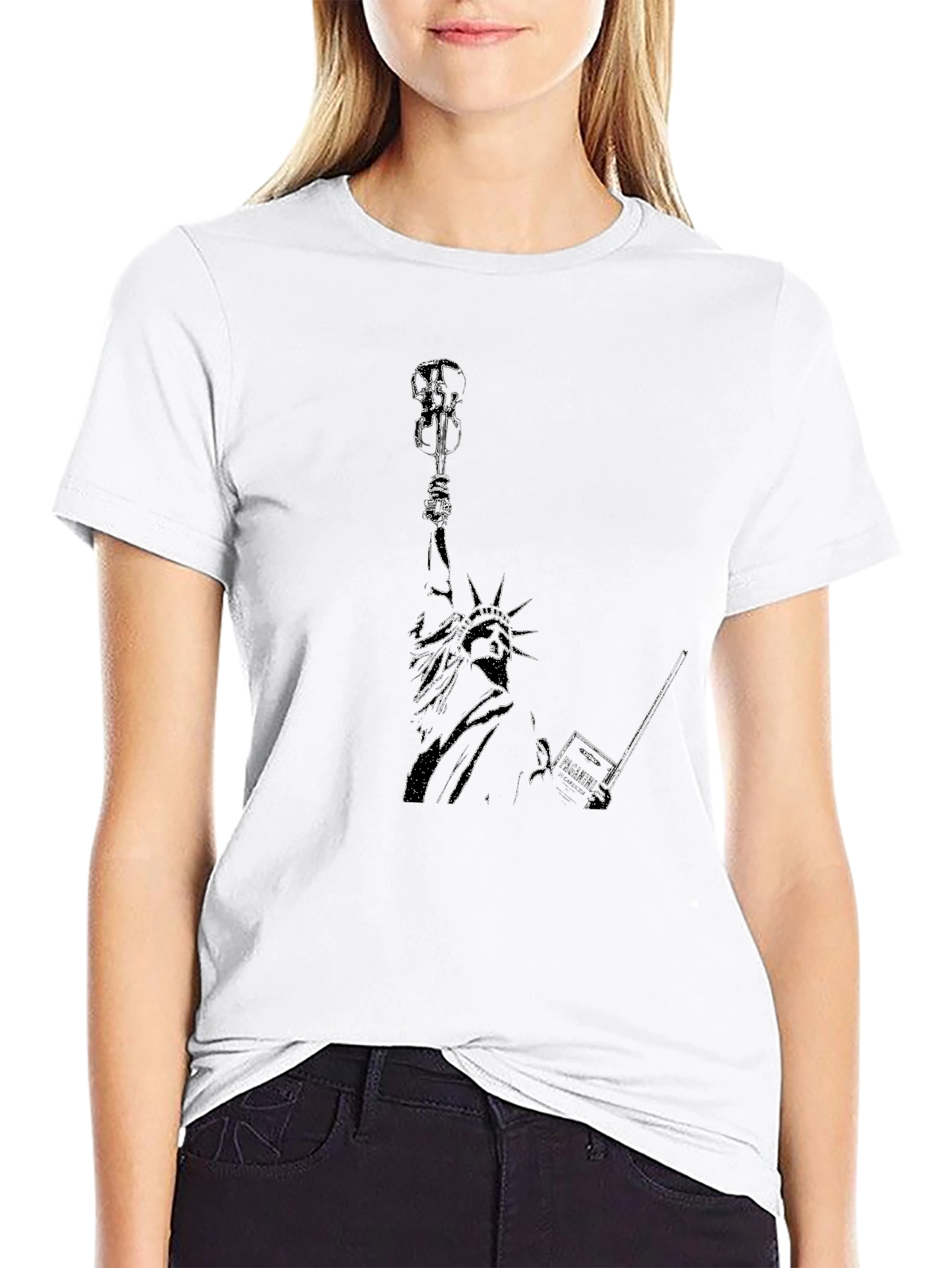 Statue of Liberty Guitar Black T-Shirt