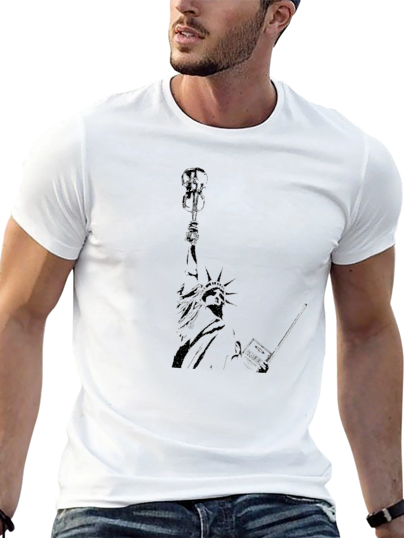 Statue of Liberty Guitar Black T-Shirt