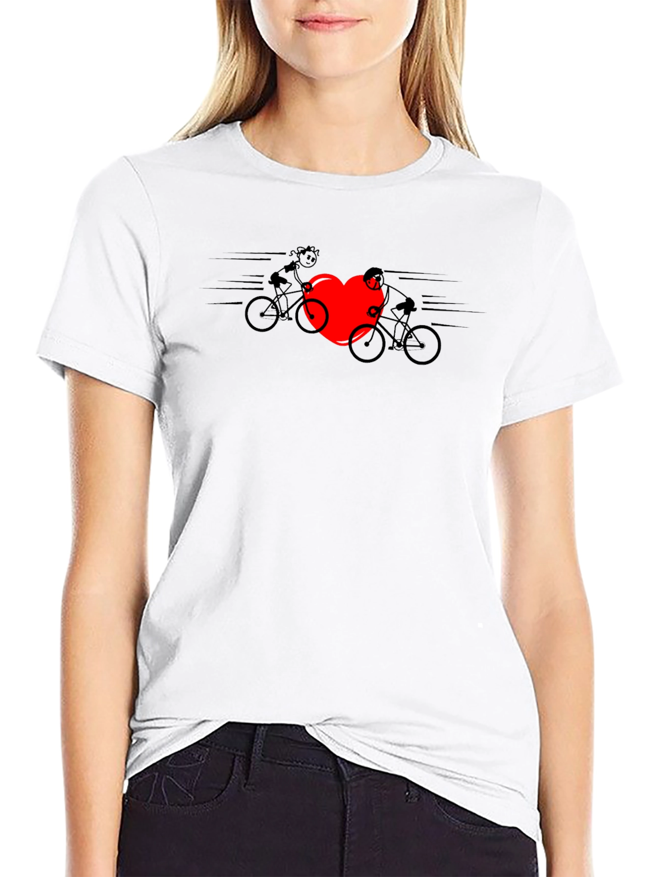 Cycling Love T-Shirt - Heart & Couple on Bikes