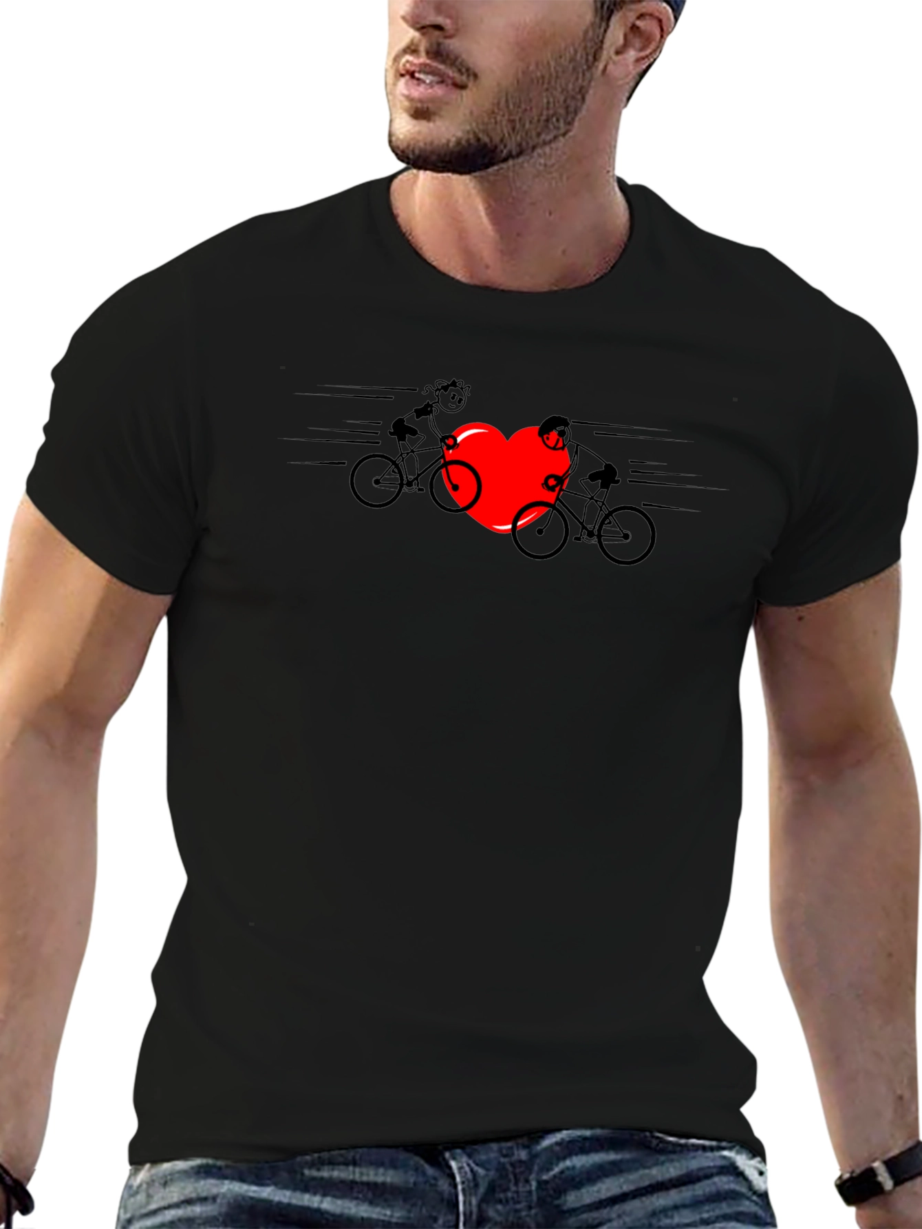 Cycling Love T-Shirt - Heart & Couple on Bikes