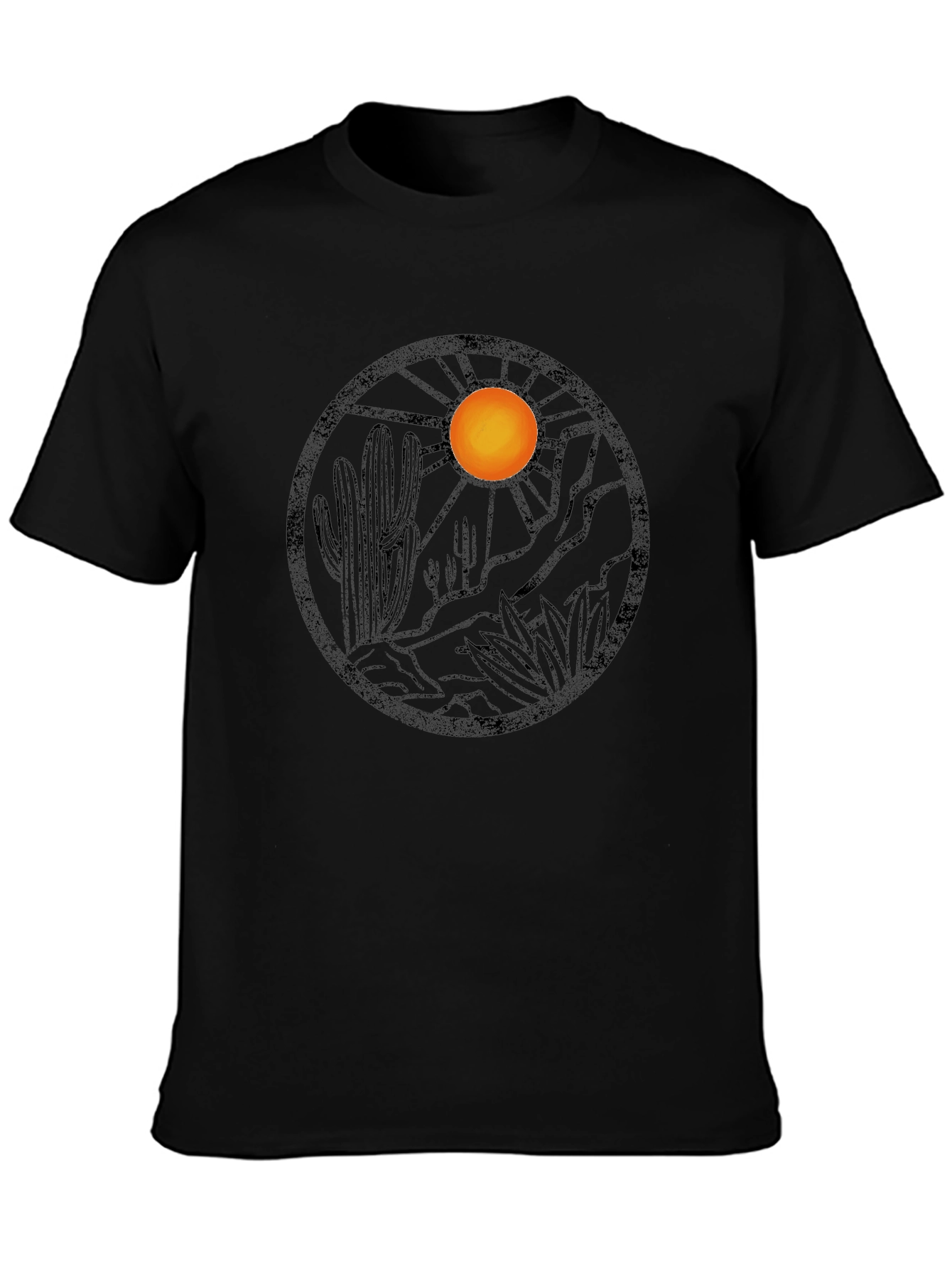 Desert Landscape Graphic Tee - Black Cotton Blend