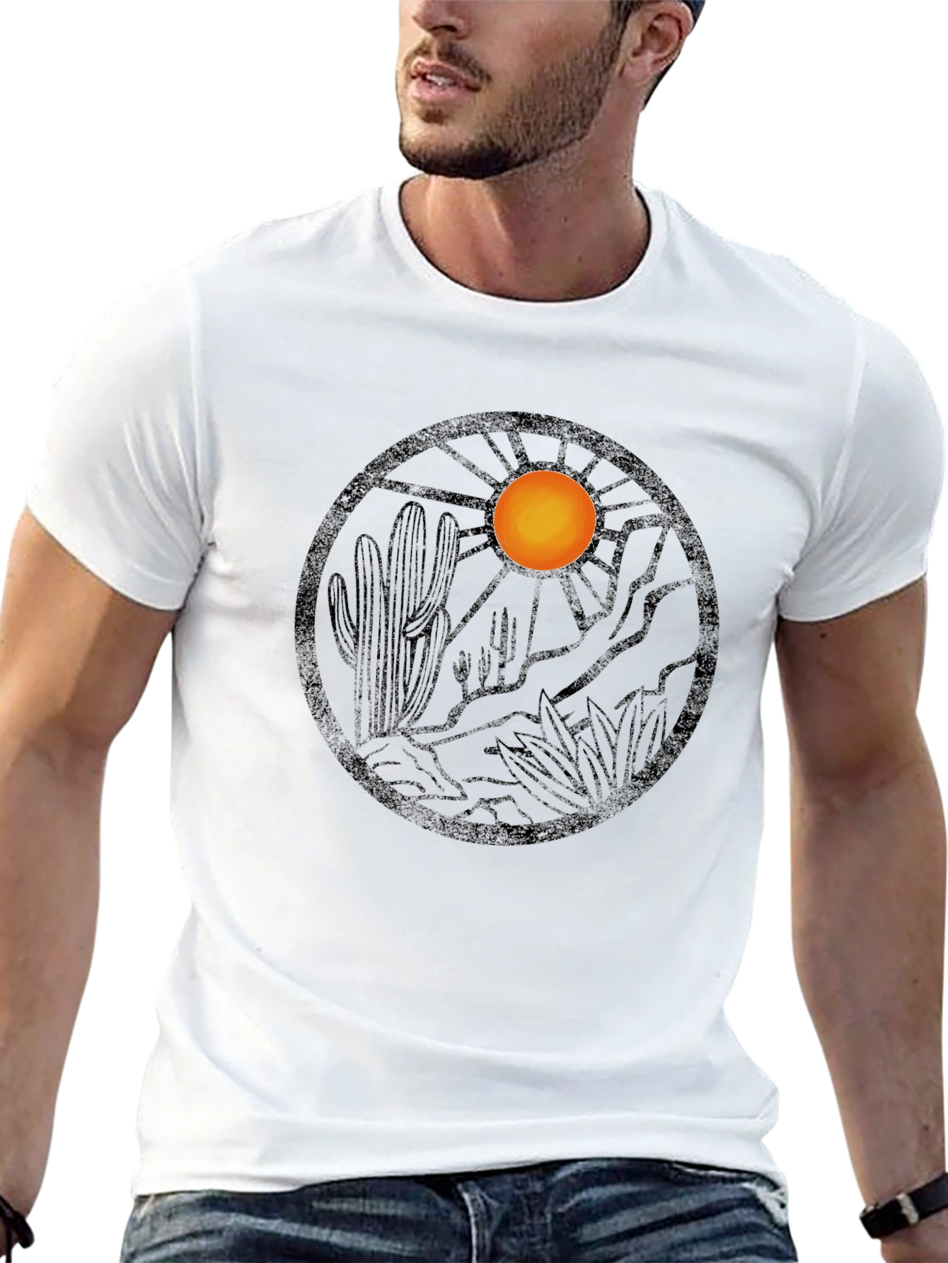 Desert Landscape Graphic Tee - Black Cotton Blend