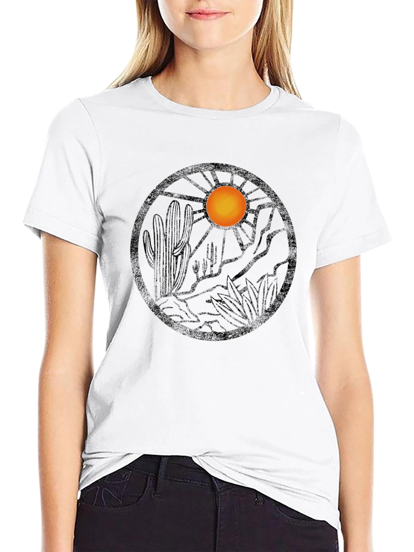 Desert Landscape Graphic Tee - Black Cotton Blend
