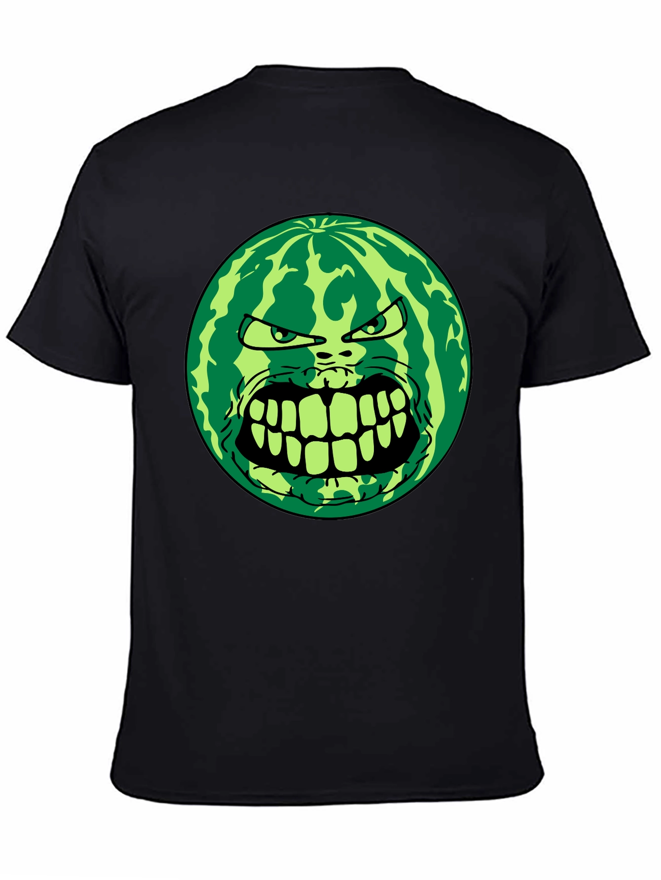 Angry Watermelon Graphic Tee - Black Cotton Blend