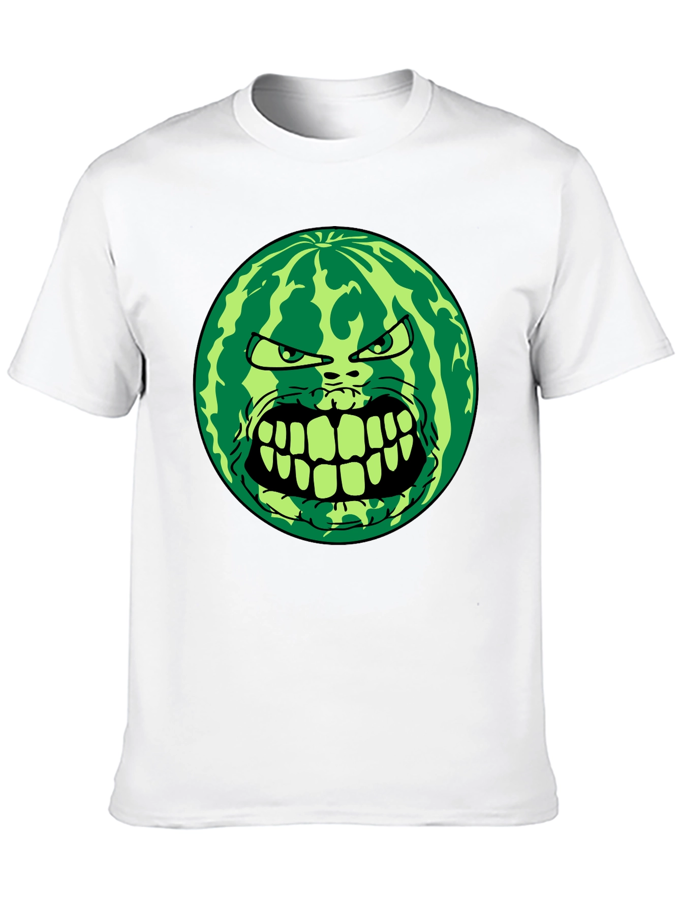 Angry Watermelon Graphic Tee - Black Cotton Blend