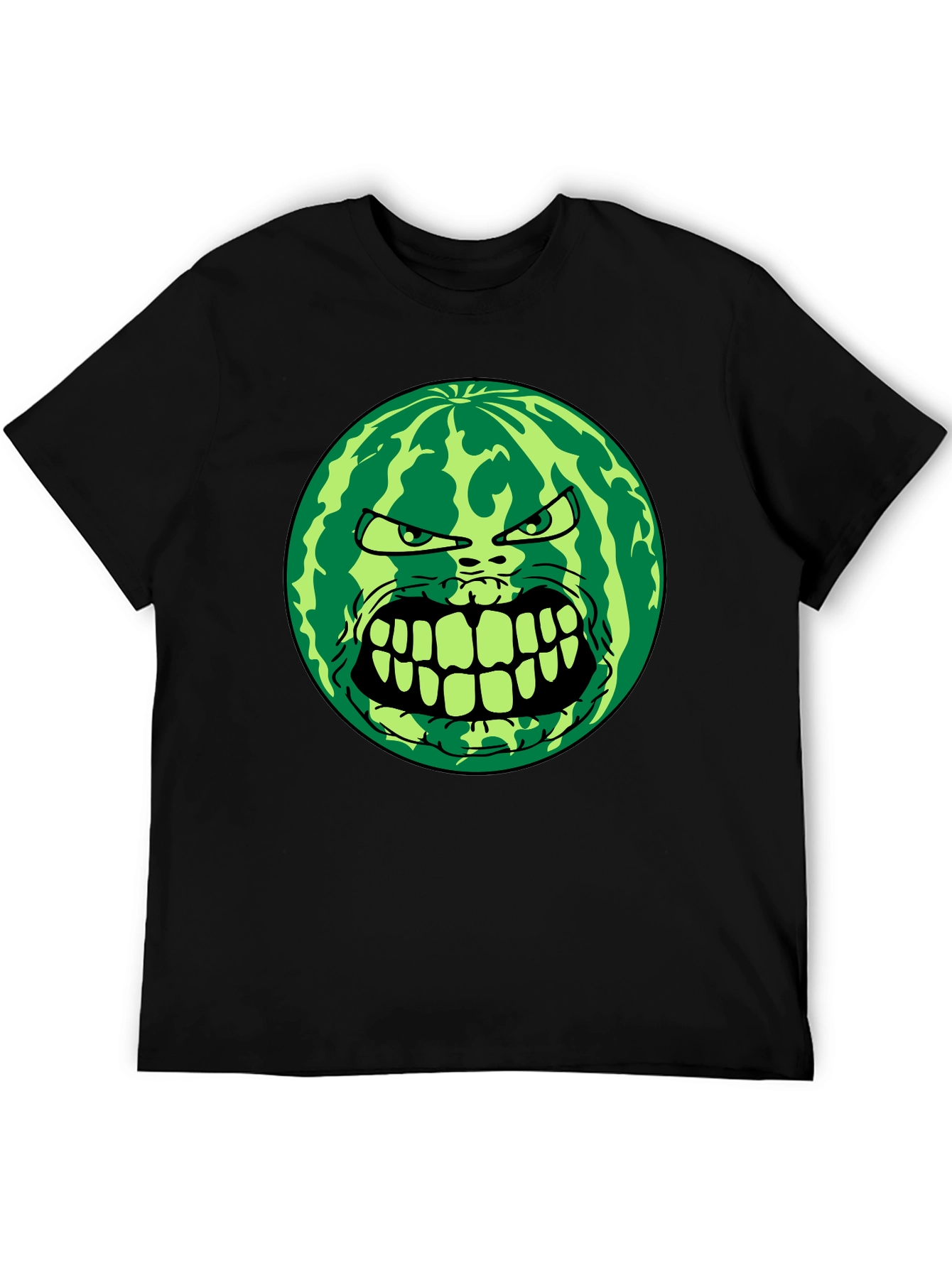 Angry Watermelon Graphic Tee - Black Cotton Blend