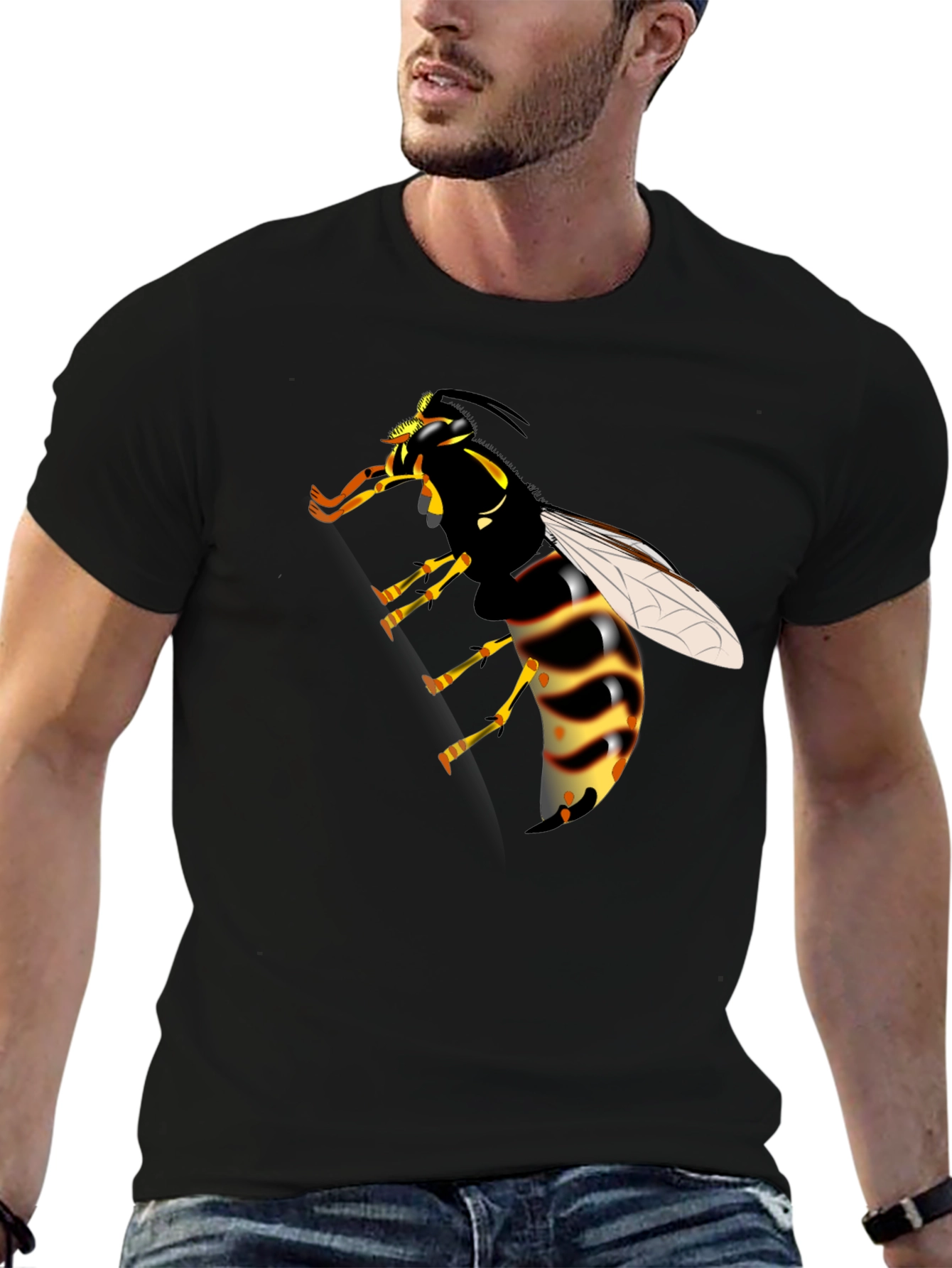 Wasp Graphic Print Black T-Shirt