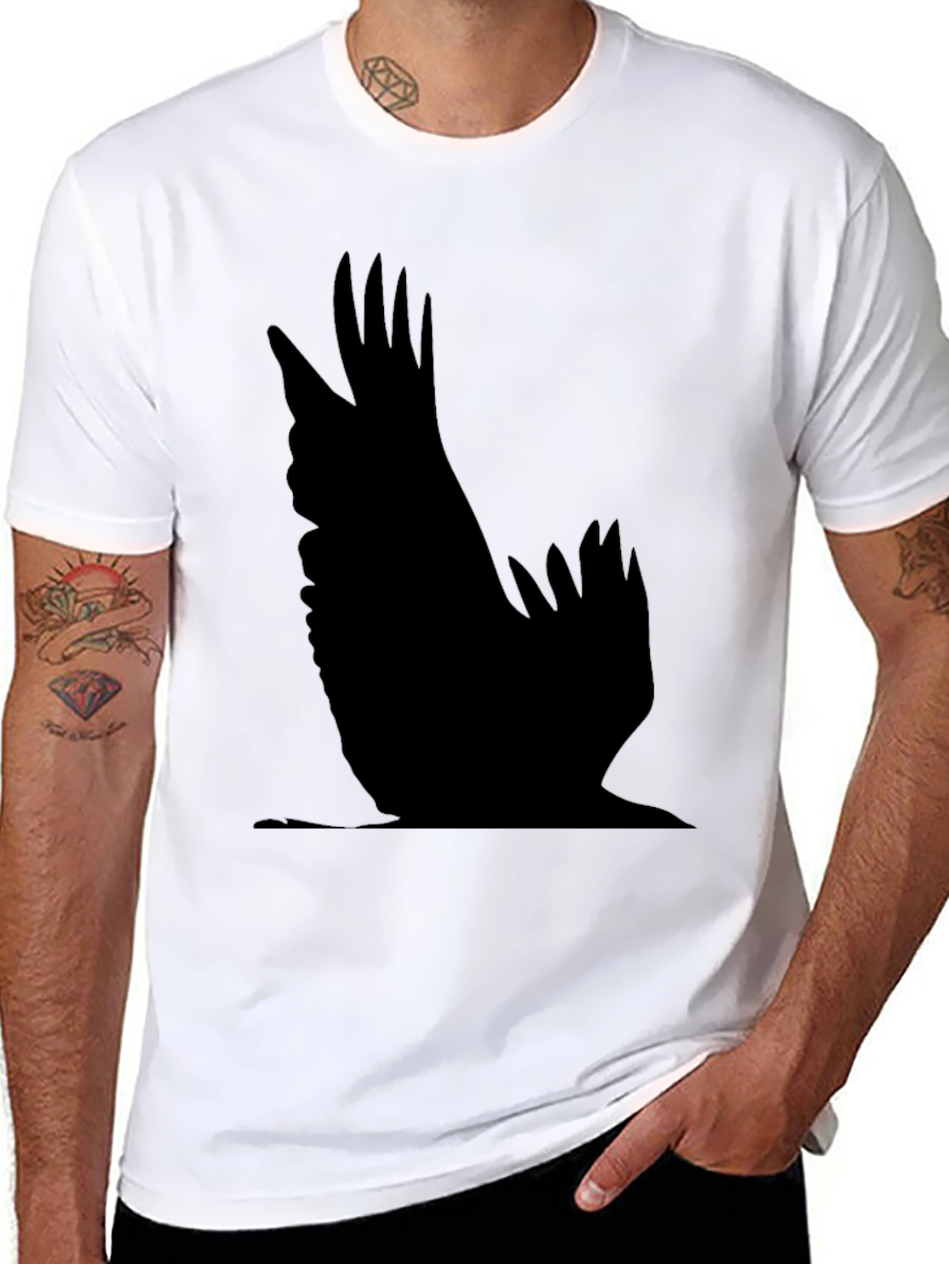 Raven Wing Print Black T-Shirt