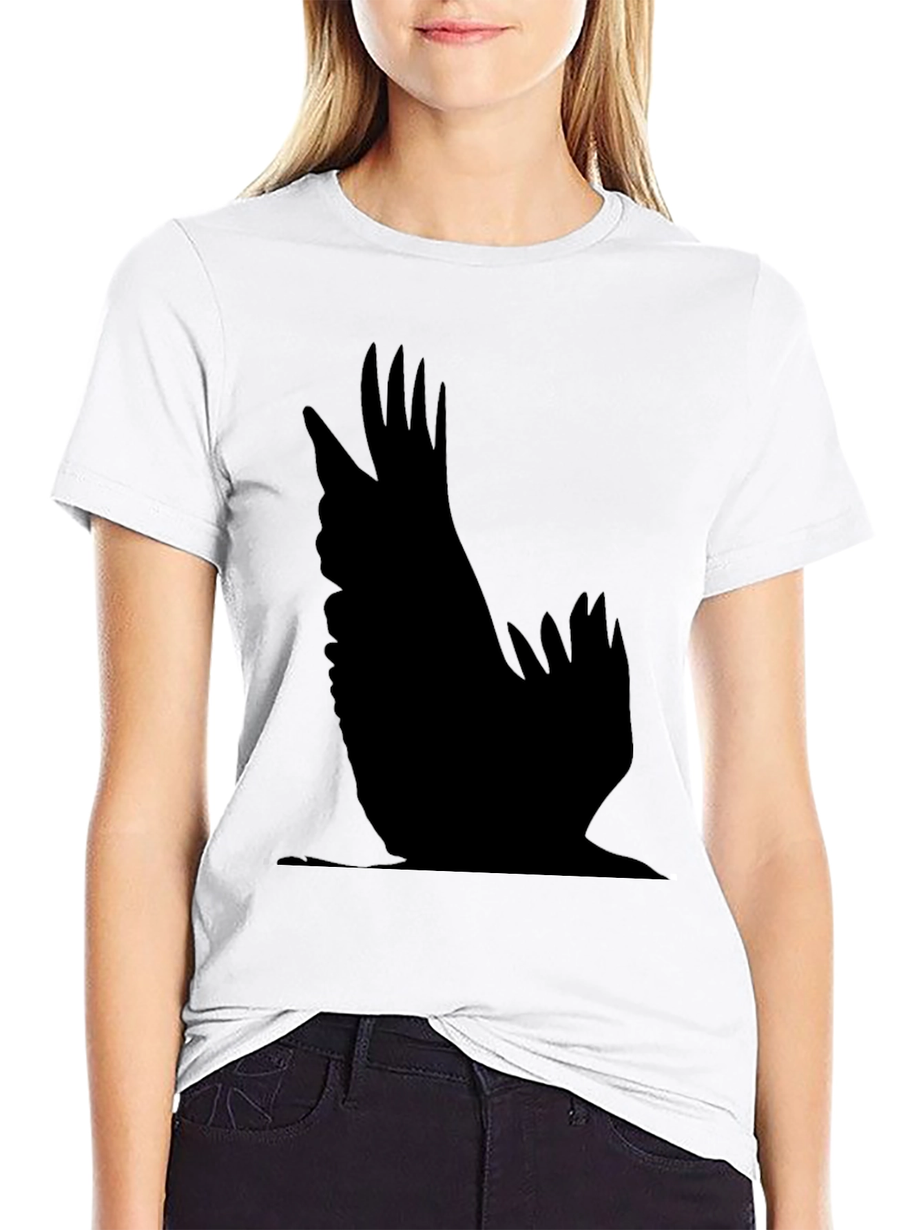 Raven Wing Print Black T-Shirt