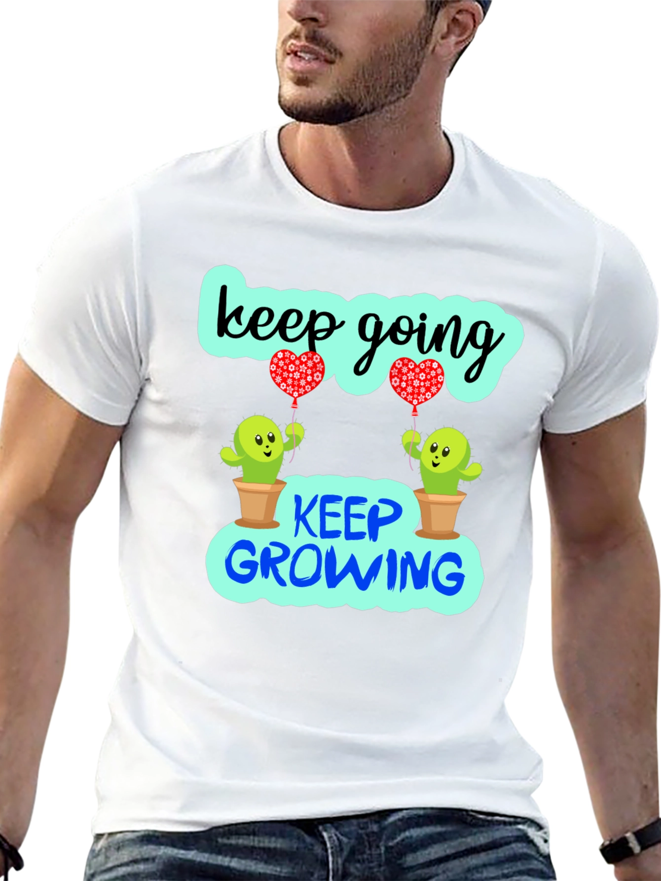 Keep Going Growing Cactus Graphic T-Shirt