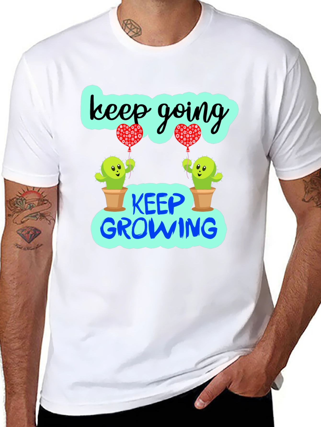Keep Going Growing Cactus Graphic T-Shirt