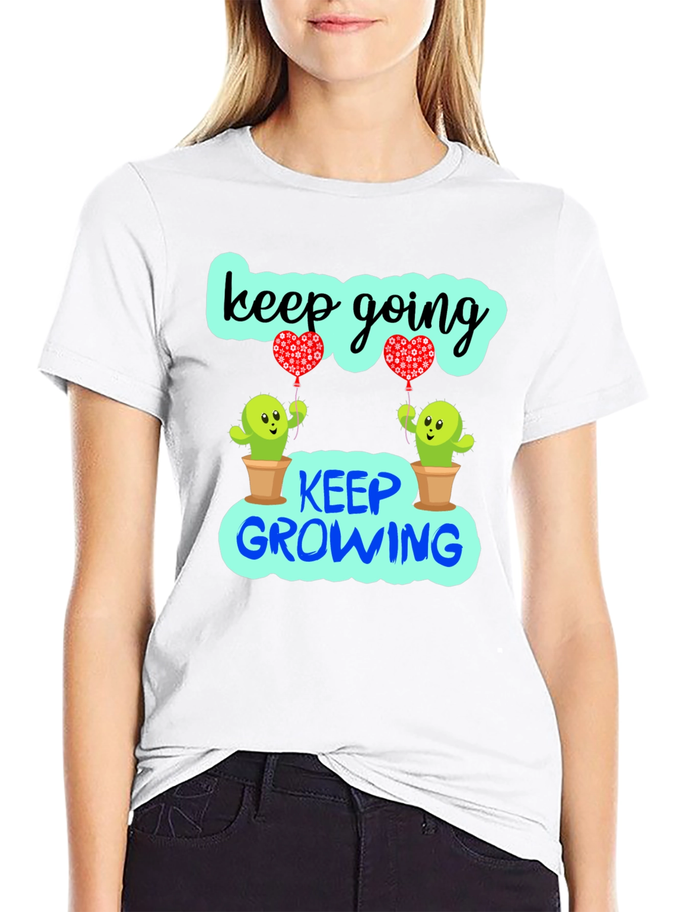 Keep Going Growing Cactus Graphic T-Shirt