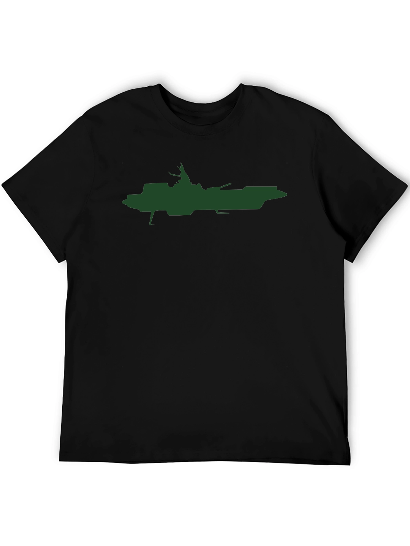 Sci-Fi Battleship Graphic Tee - Black Cotton Blend