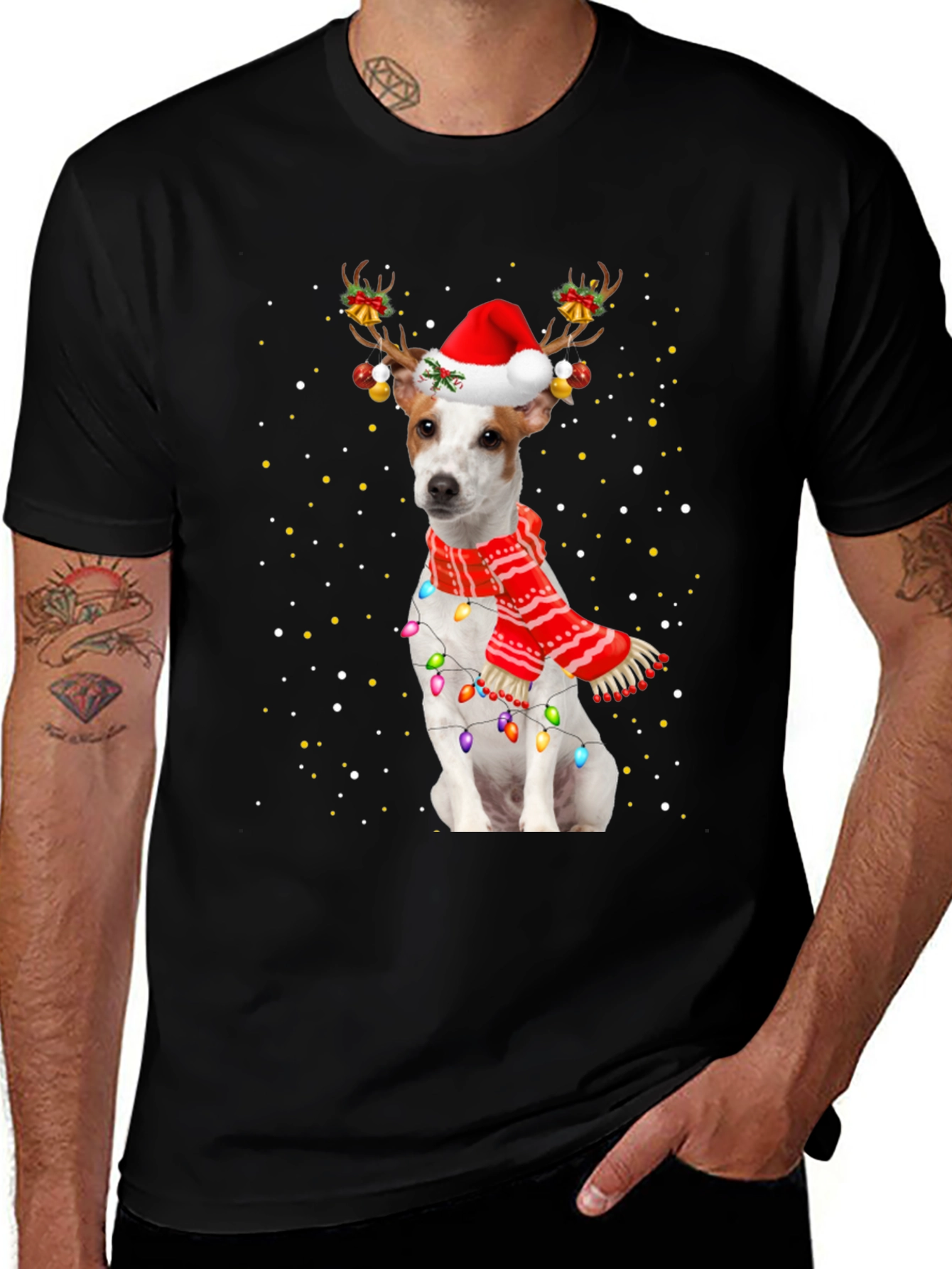 Dog Christmas Antler Lights T-Shirt