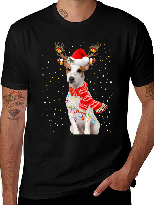 Dog Christmas Antler Lights T-Shirt