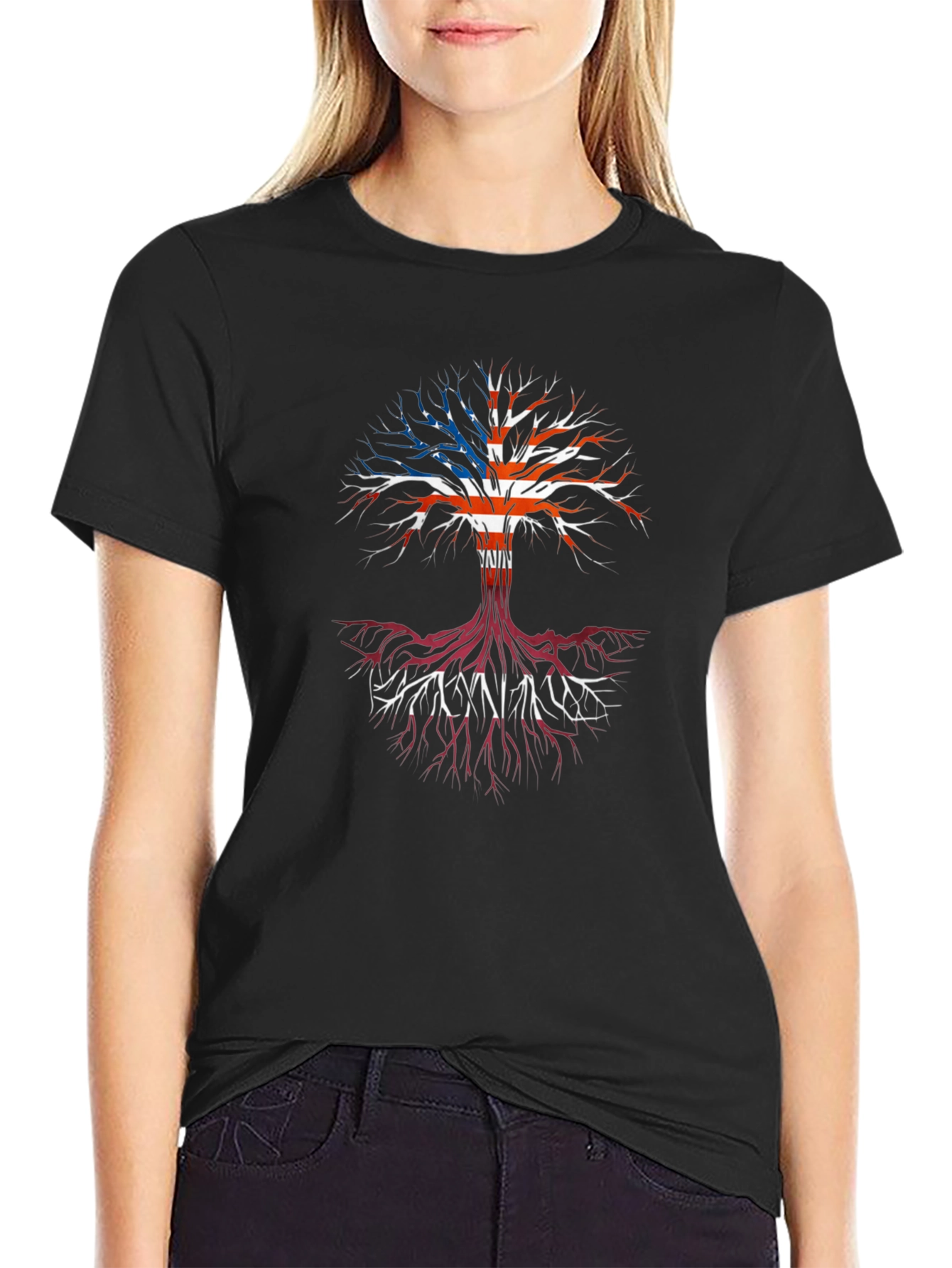 American Roots Tree Black Graphic Tee